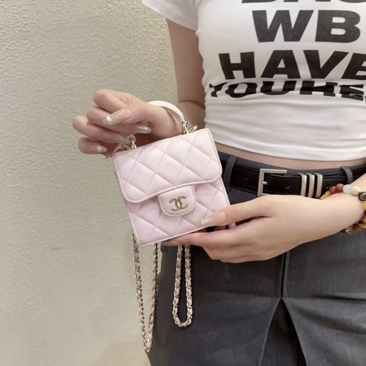 Chanel Mini Clutch On Chain With Top Handle Pink Sakura - Image 3