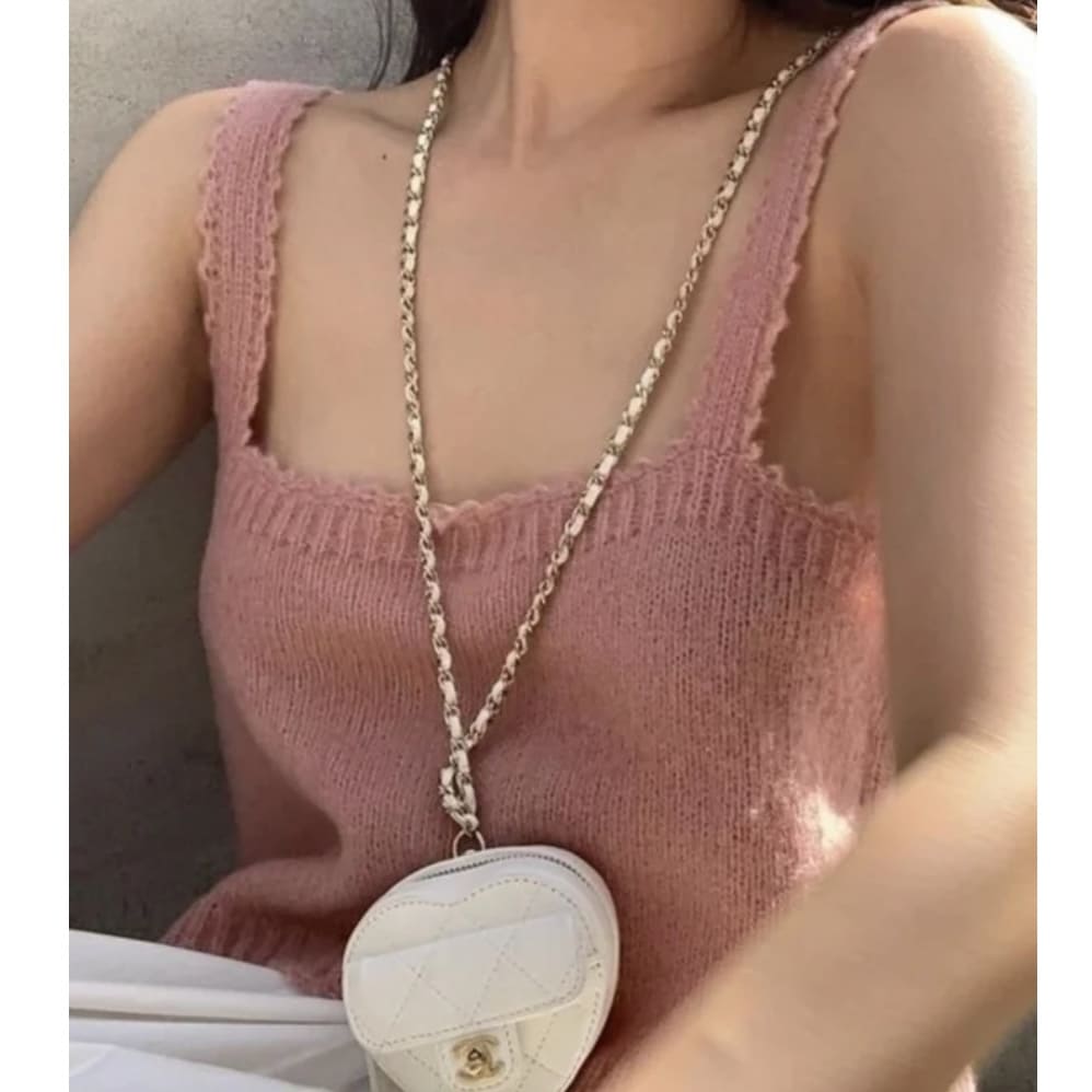 Chanel Mini White Heart Bag With Chain - Image 3