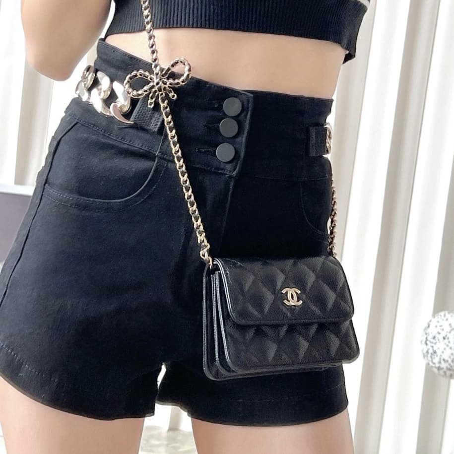 Chanel Mini Black Clutch With Ribbon Chain - Image 4