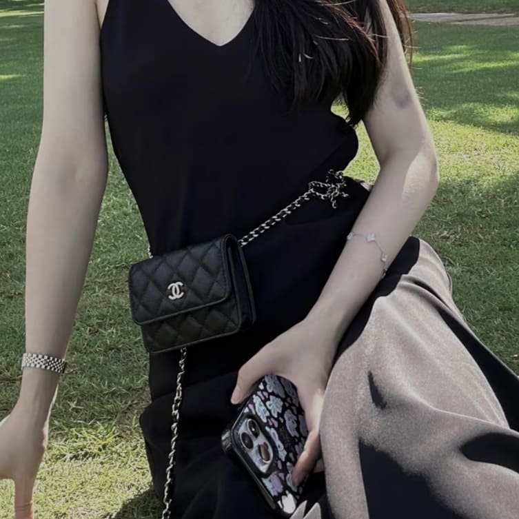 Chanel Mini Black Clutch With Ribbon Chain - Image 3