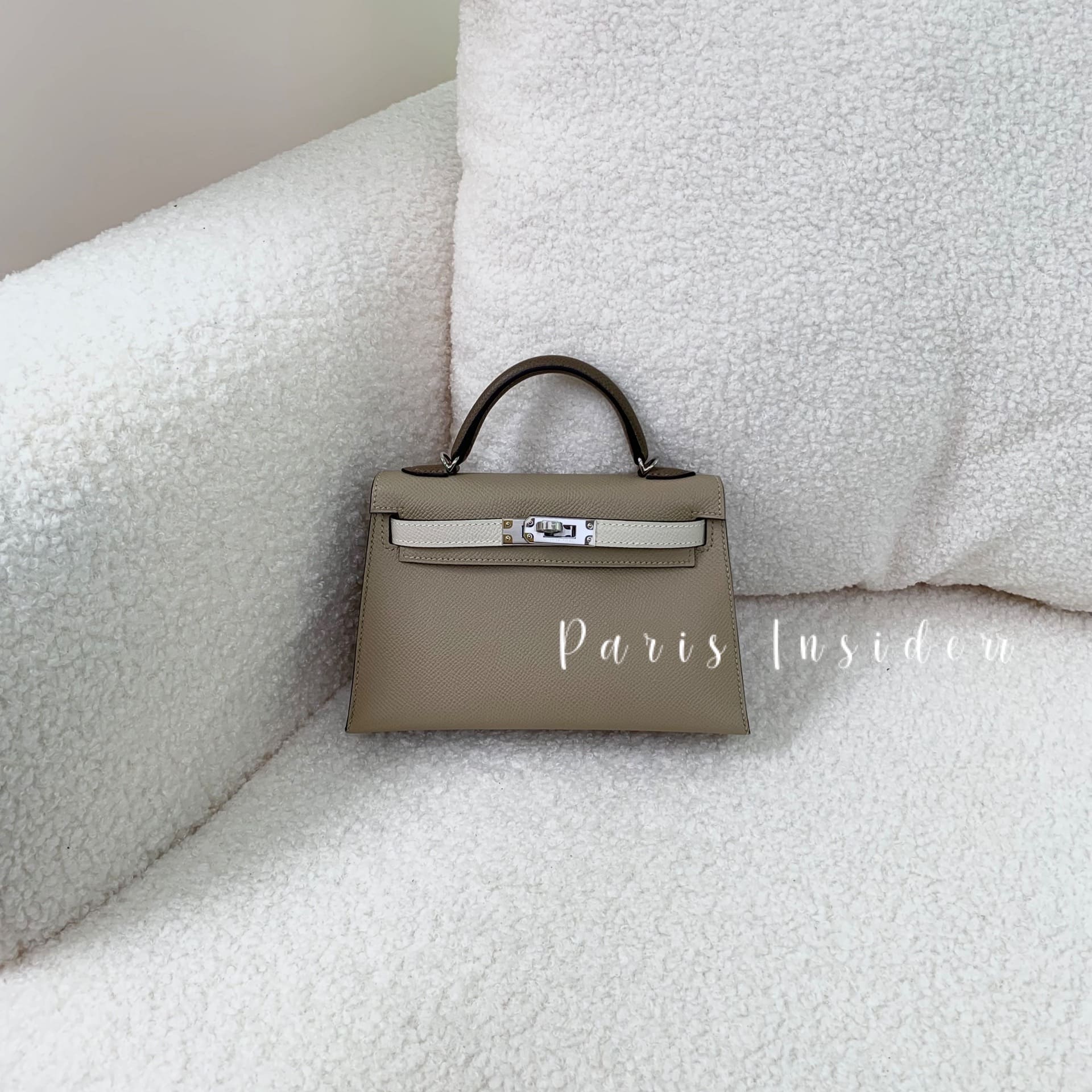 Hermes Mini Kelly II Trench x Etoupe x Craie PHW