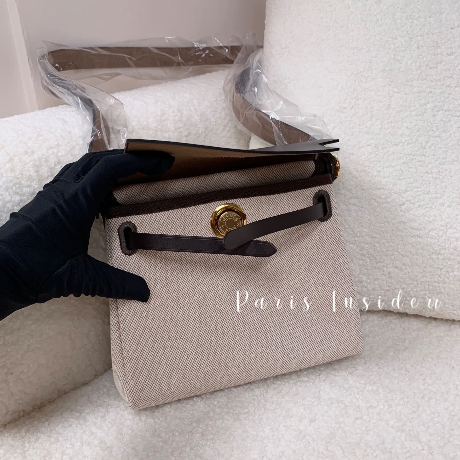 Hermes Mini Herbag Canvans With Ebene GHW - Image 2