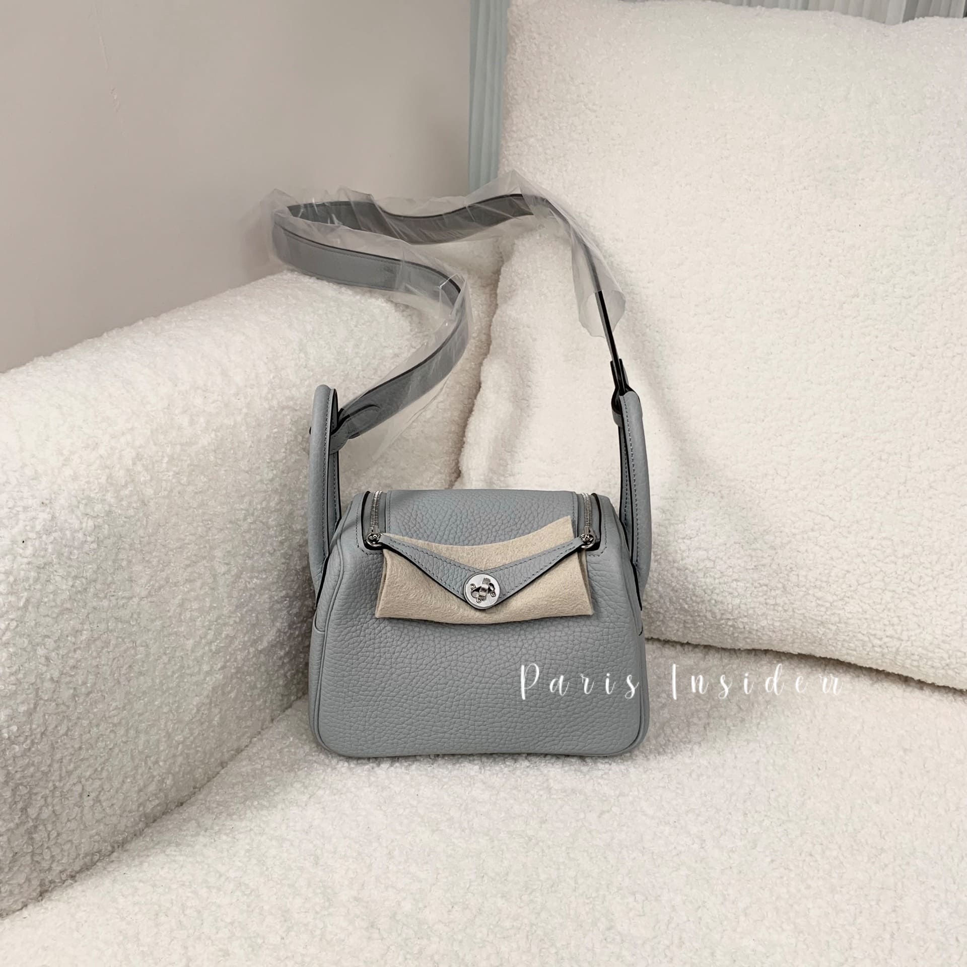 Hermes Mini Lindy II Bleu Glacier PHW