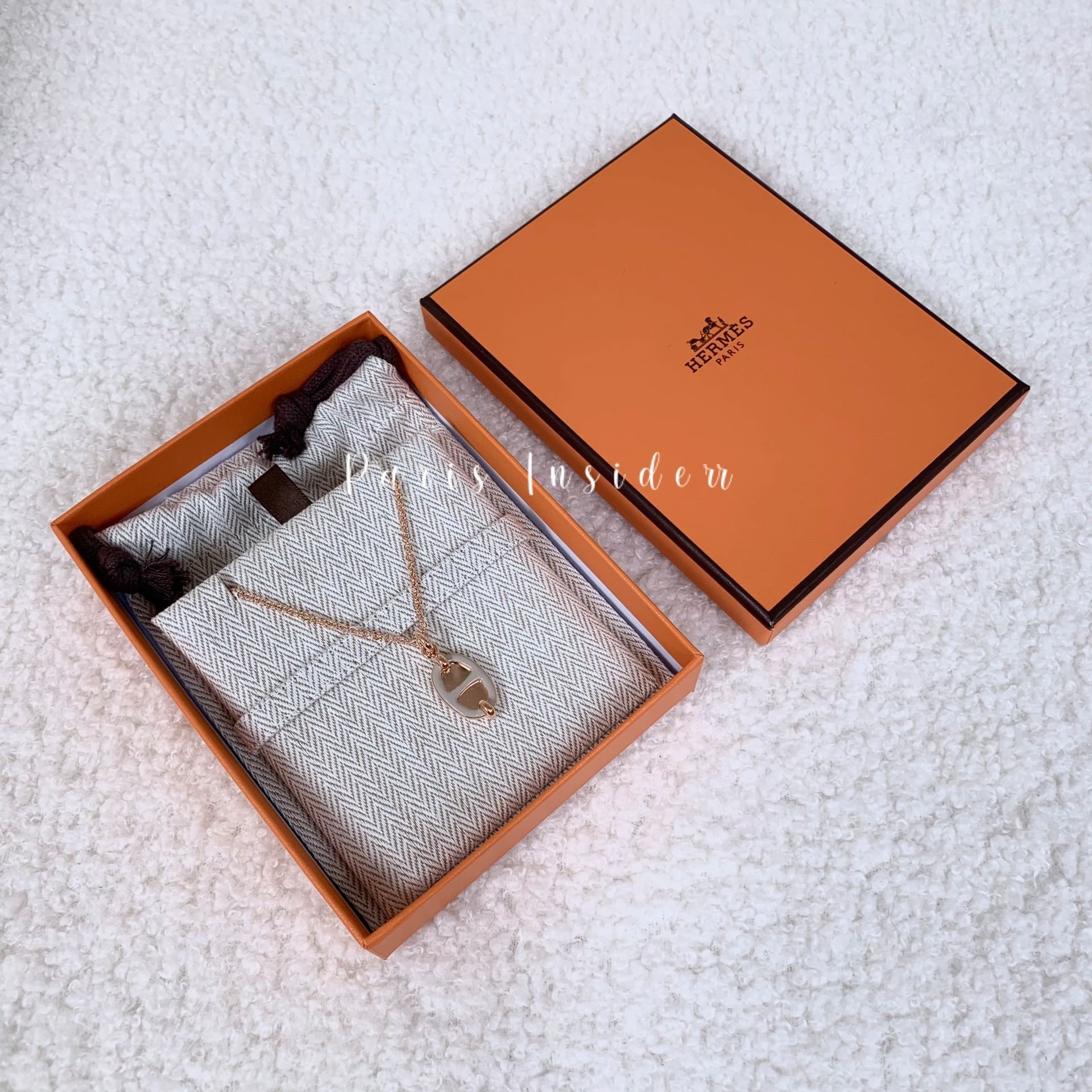 Hermes Mini Maillon pendant, small model Marron Glace RGHW