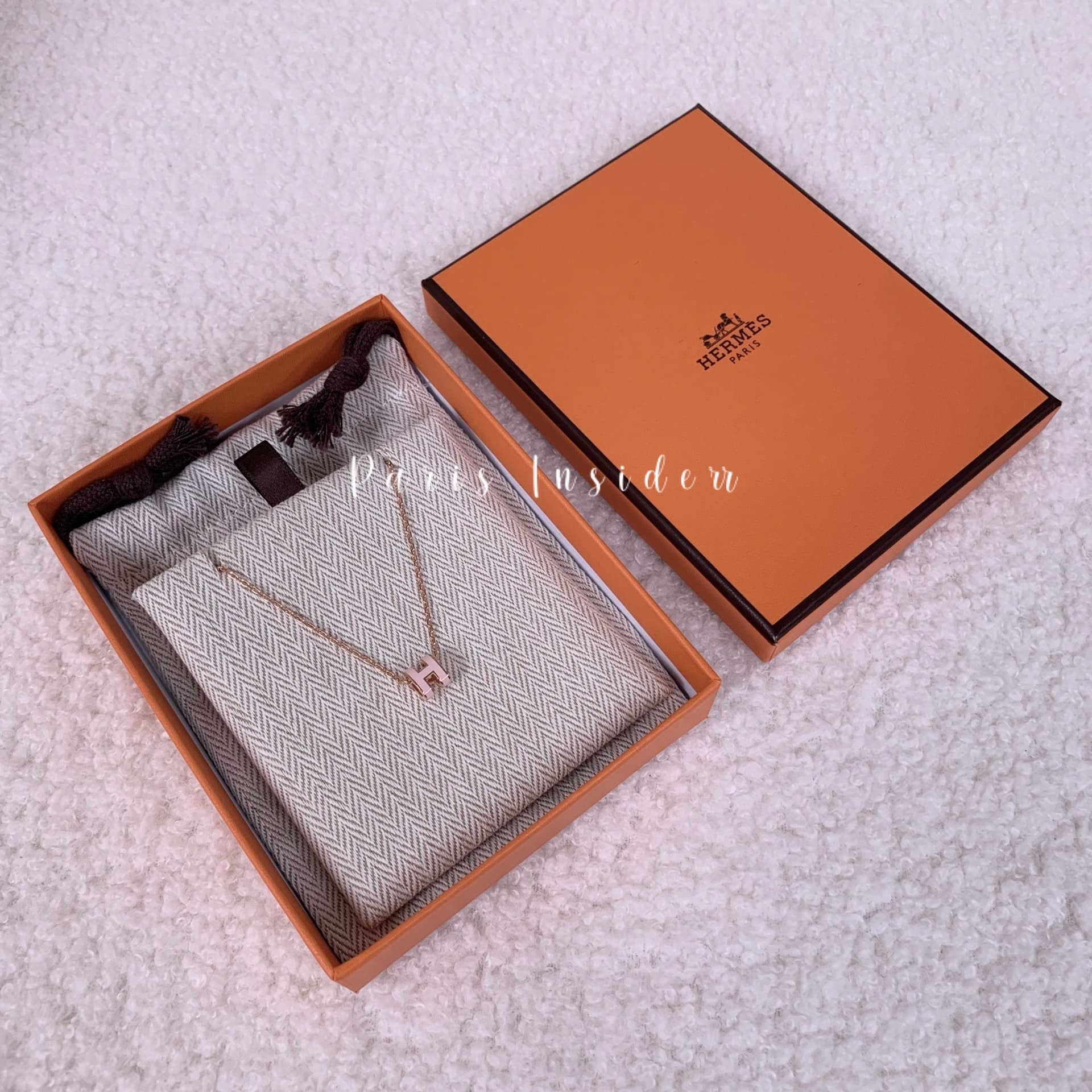 Hermes Mini Pop H Necklace Rose Dragee RGHW