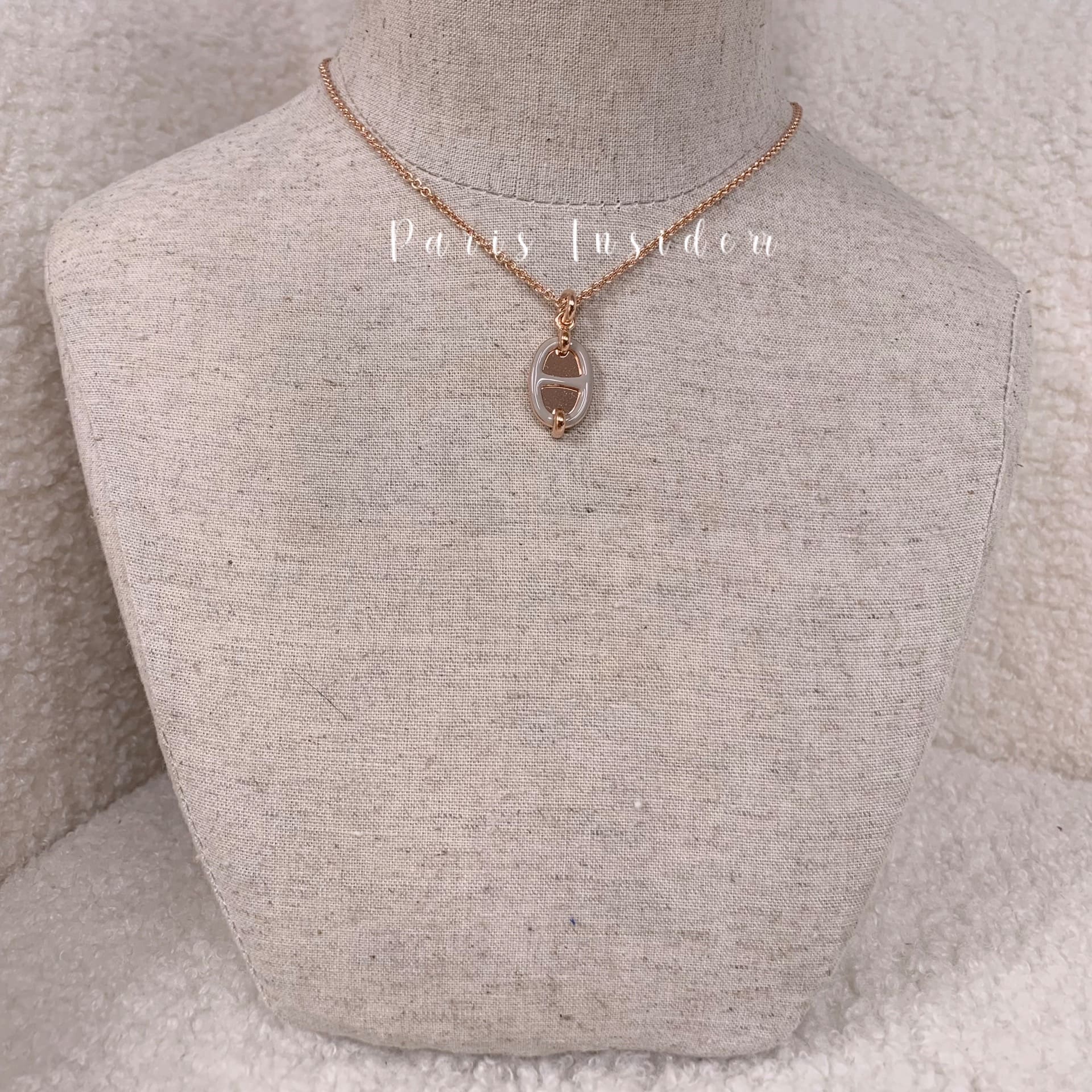 Hermes Mini Maillon pendant, small model Marron Glace RGHW - Image 2