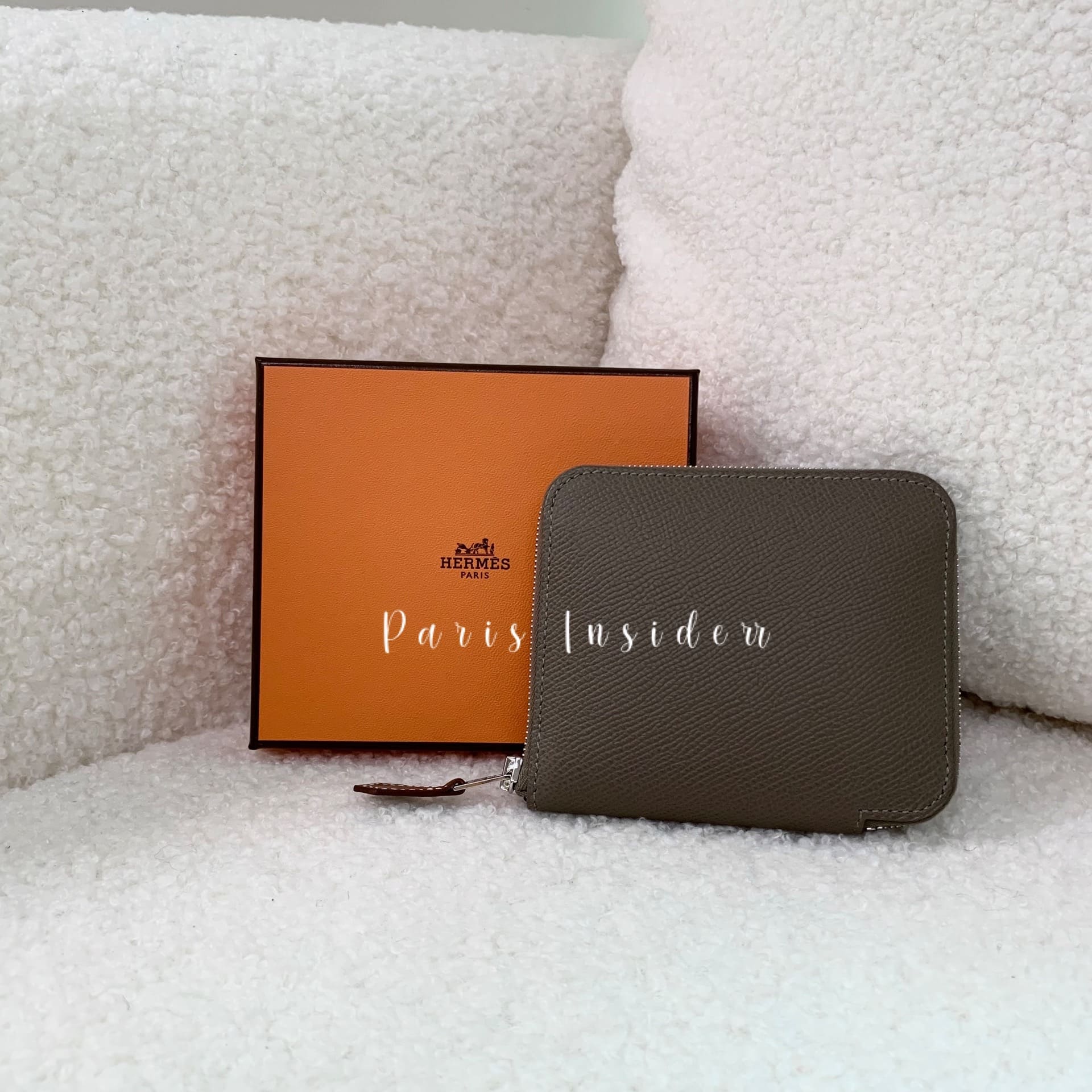 Hermes Silk'In Compact Wallet Etoupe x Cassis x Vert Fizz