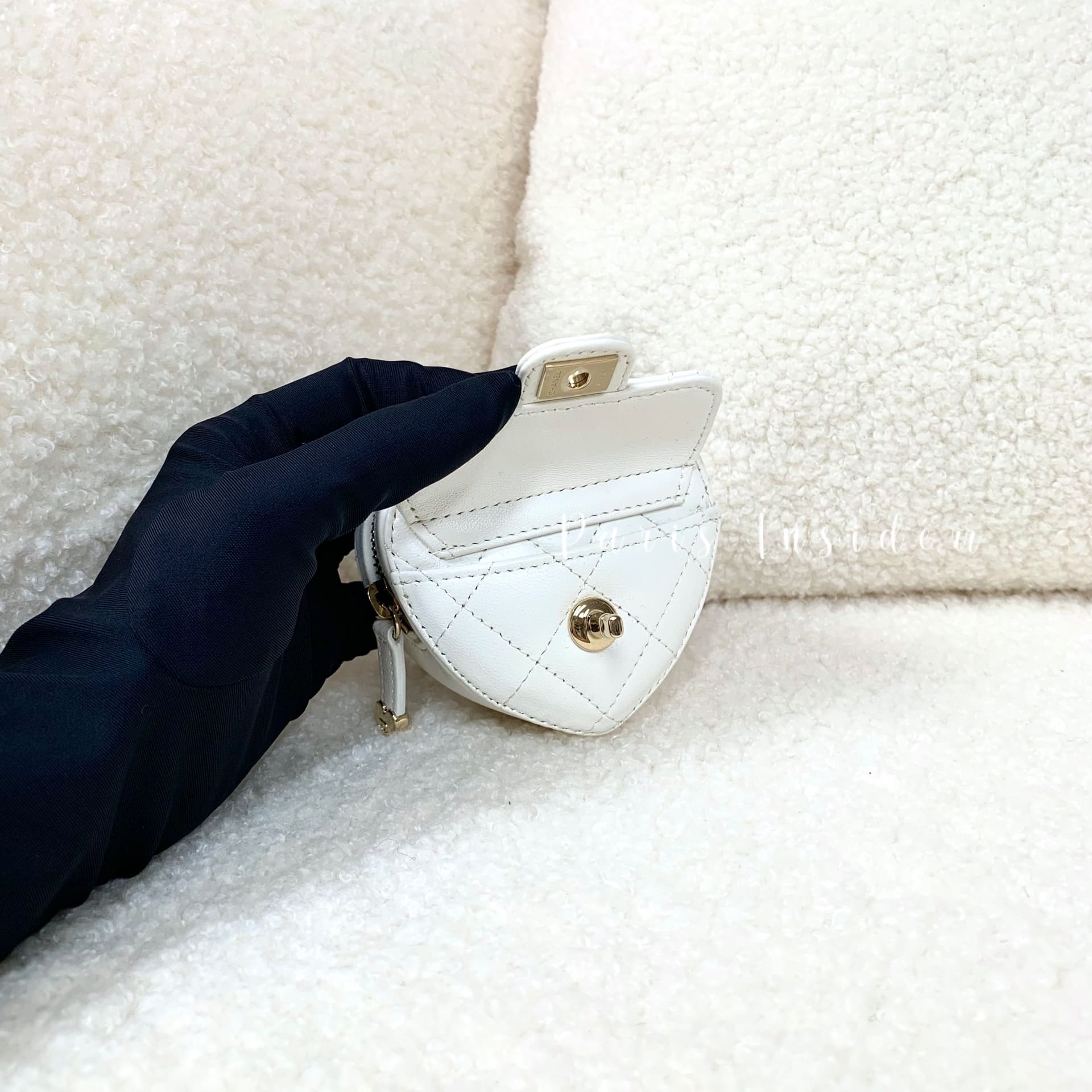 Chanel Mini White Heart Bag With Chain - Image 2