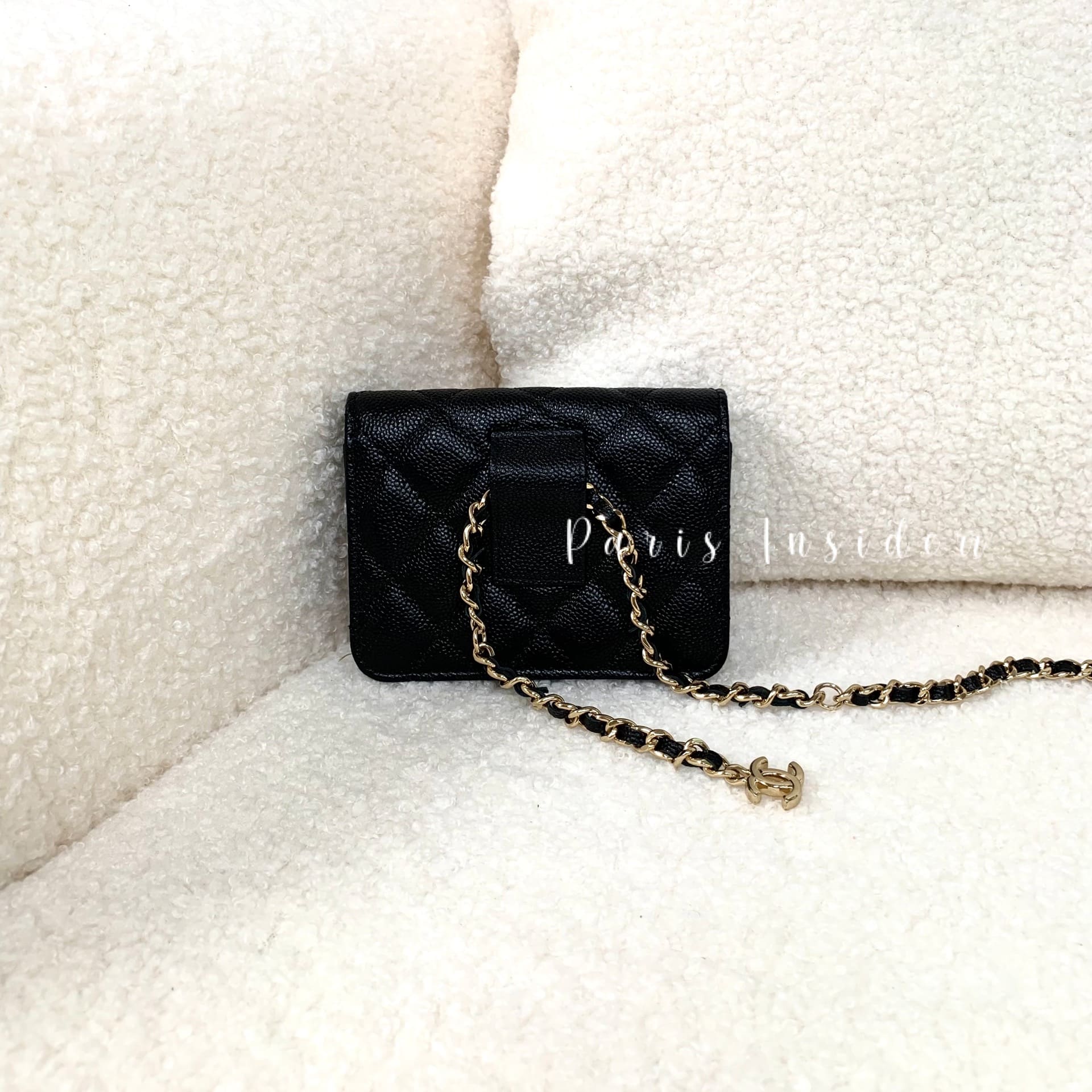 Chanel Mini Black Clutch With Ribbon Chain - Image 2