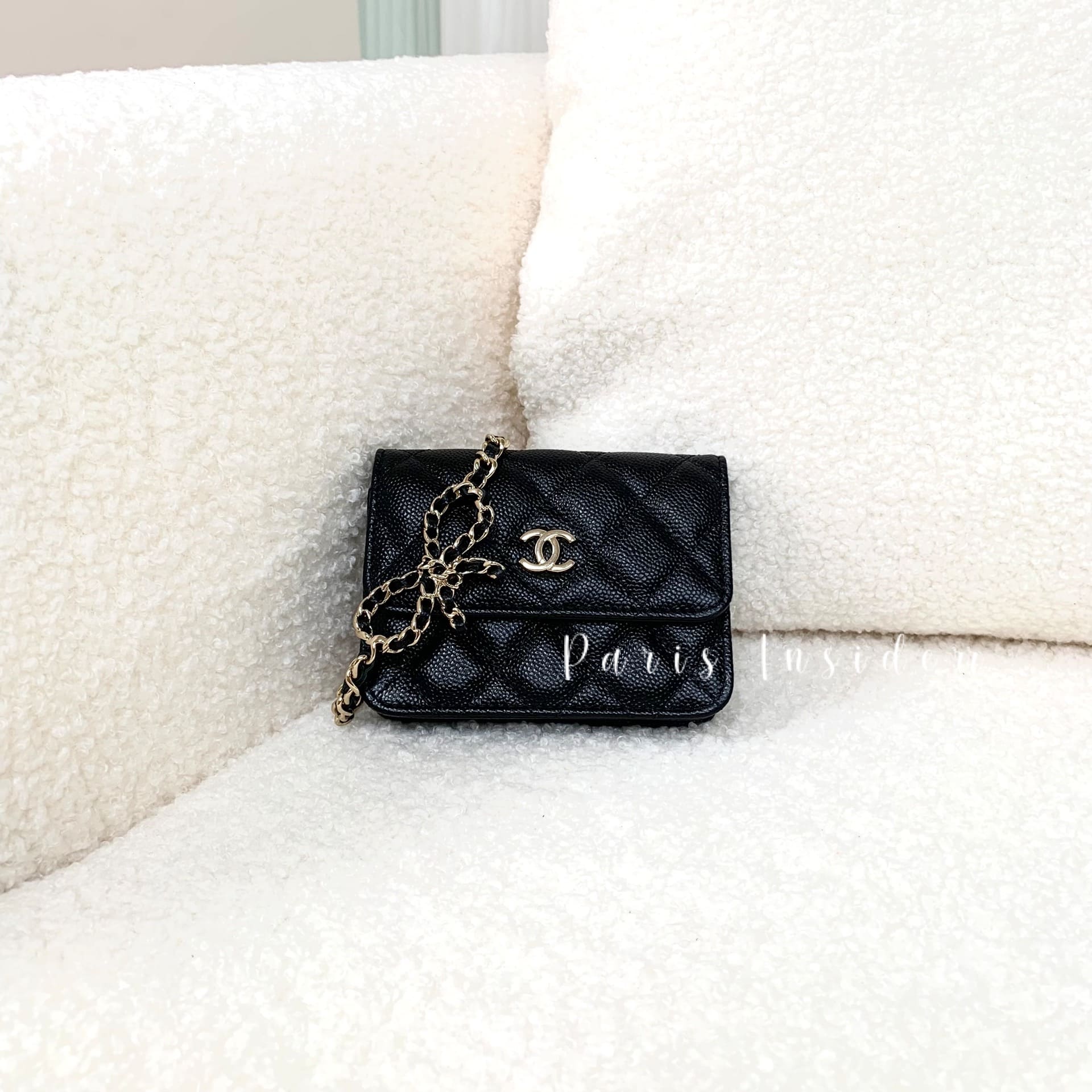 Chanel Mini Black Clutch With Ribbon Chain