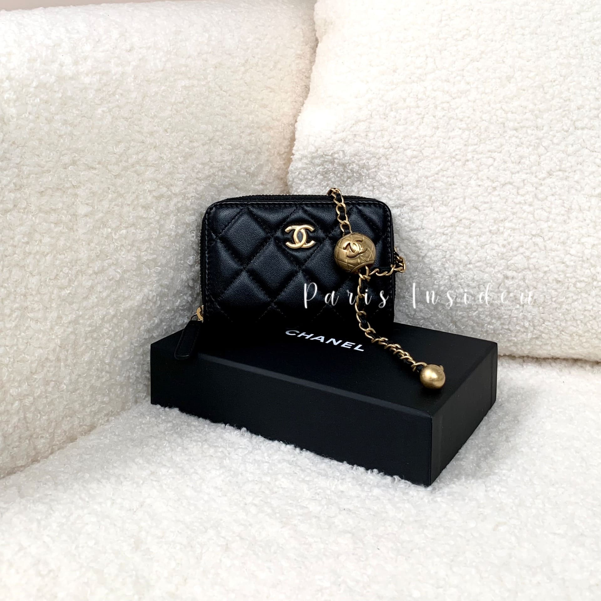 Chanel Mini Black Bag With Gold Ball Chain