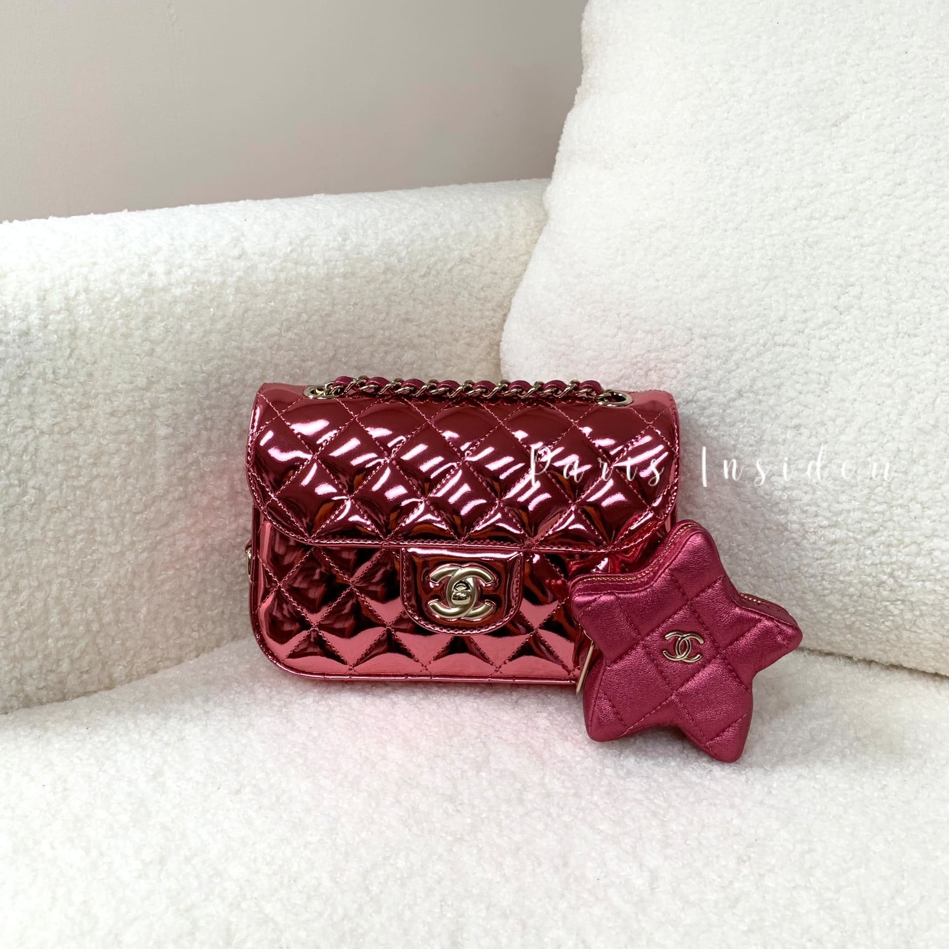 Chanel Mini Flap Bag With Star Pouch Pink