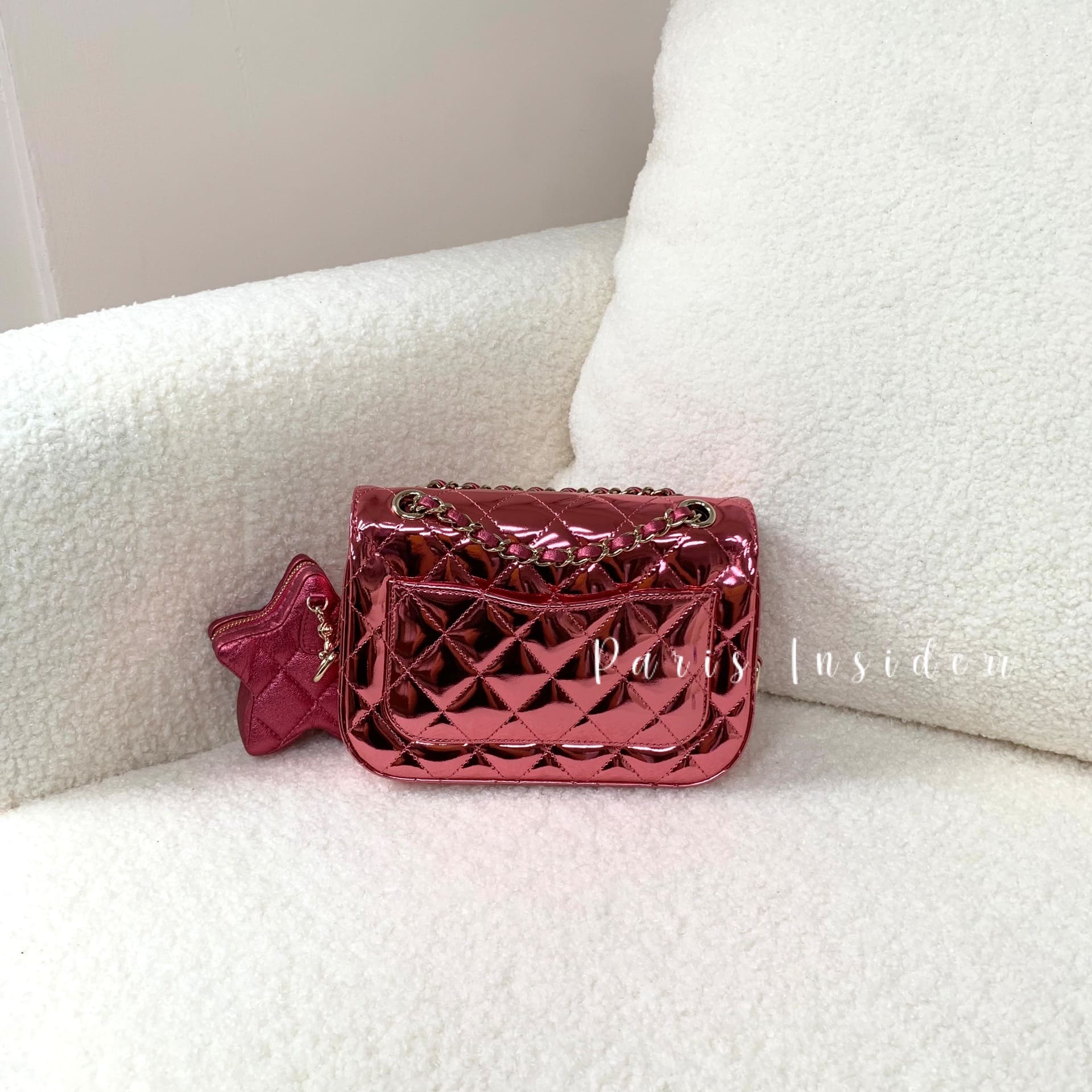 Chanel Mini Flap Bag With Star Pouch Pink - Image 3
