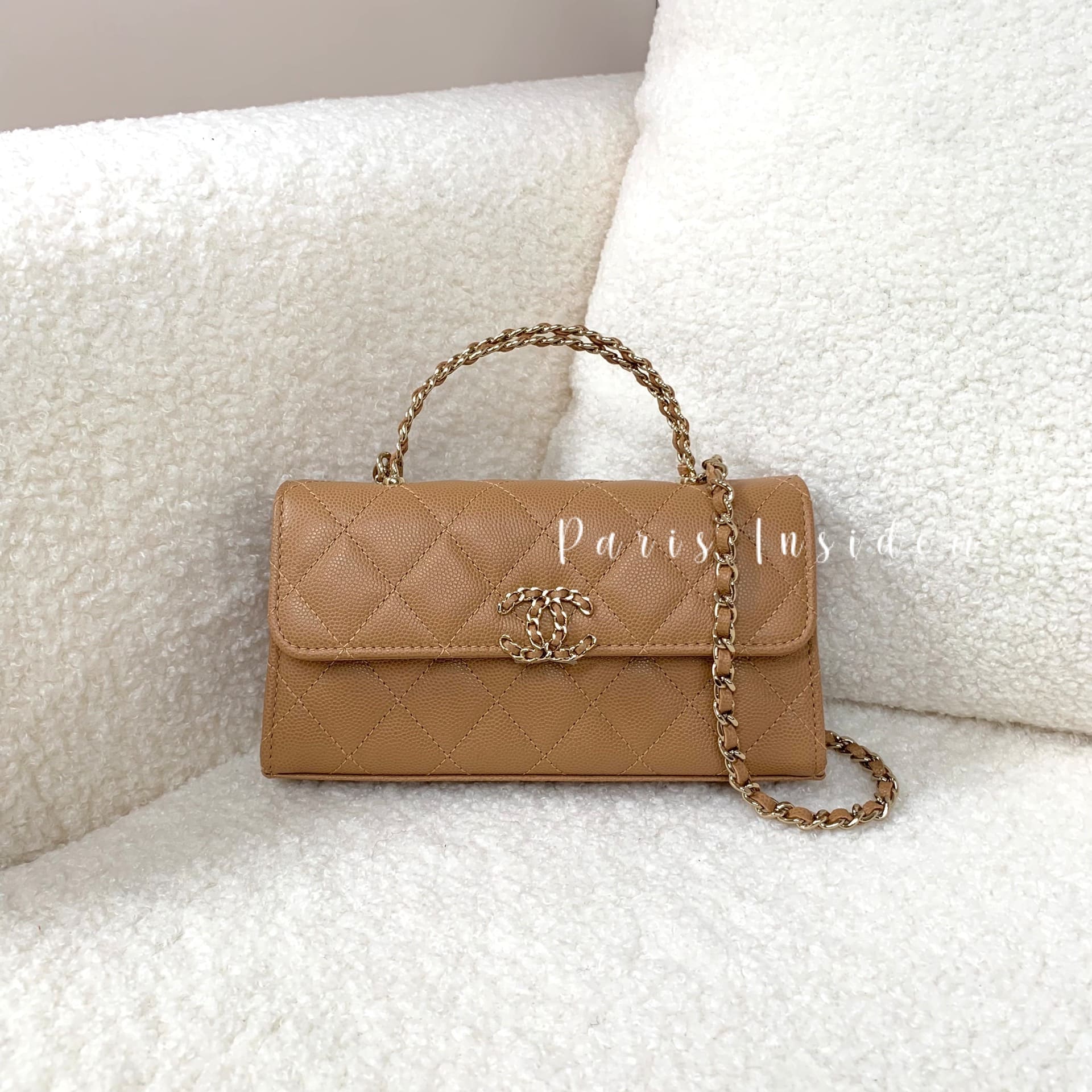 Chanel Kelly Clutch With Chain Beige