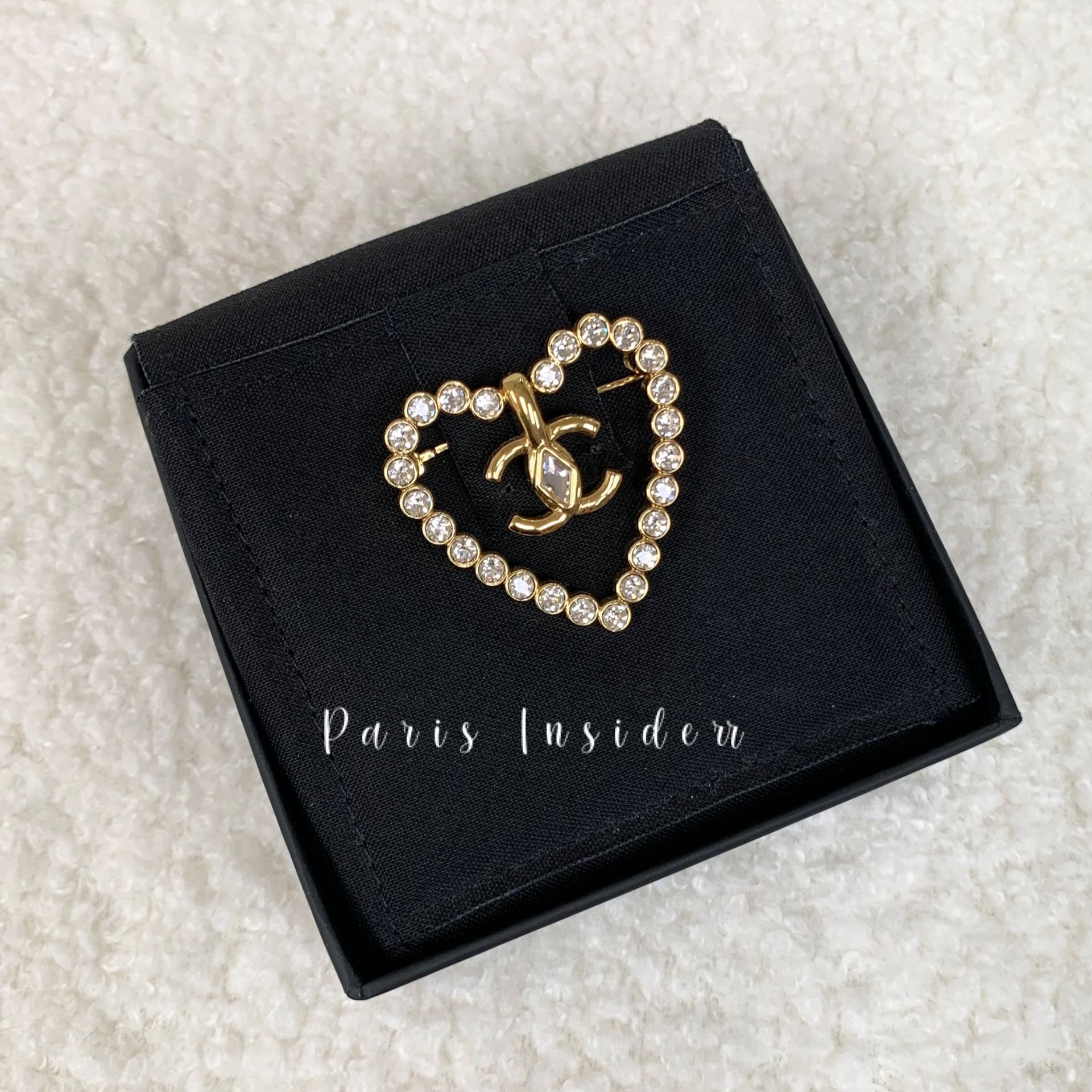 Chanel Crystal Gold Heart Shape Brooch - Image 2