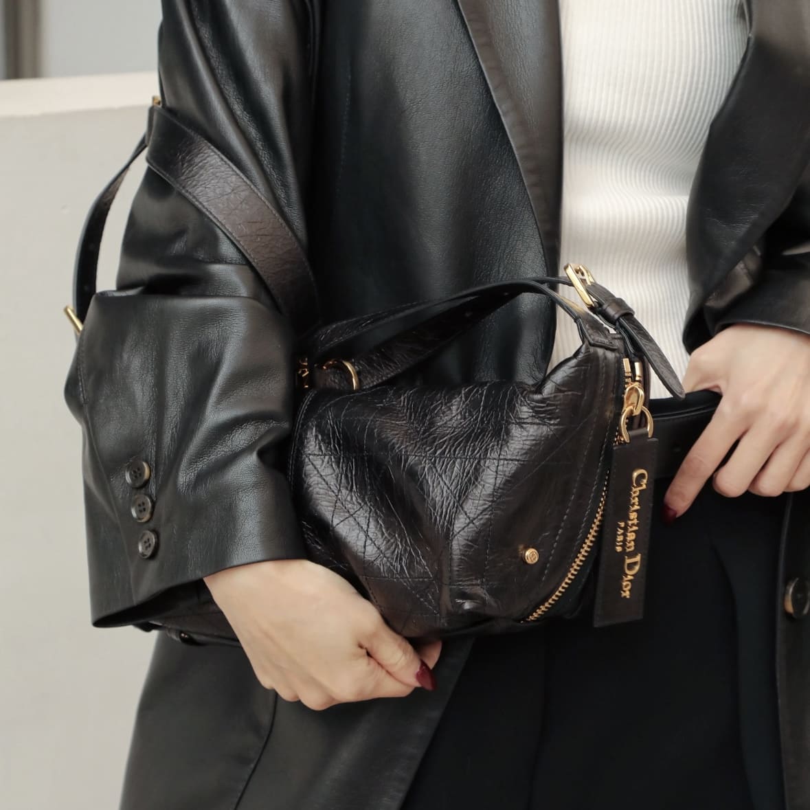 Christian Dior Black Flat Macrocannage Small D-Journey Bag - Image 3