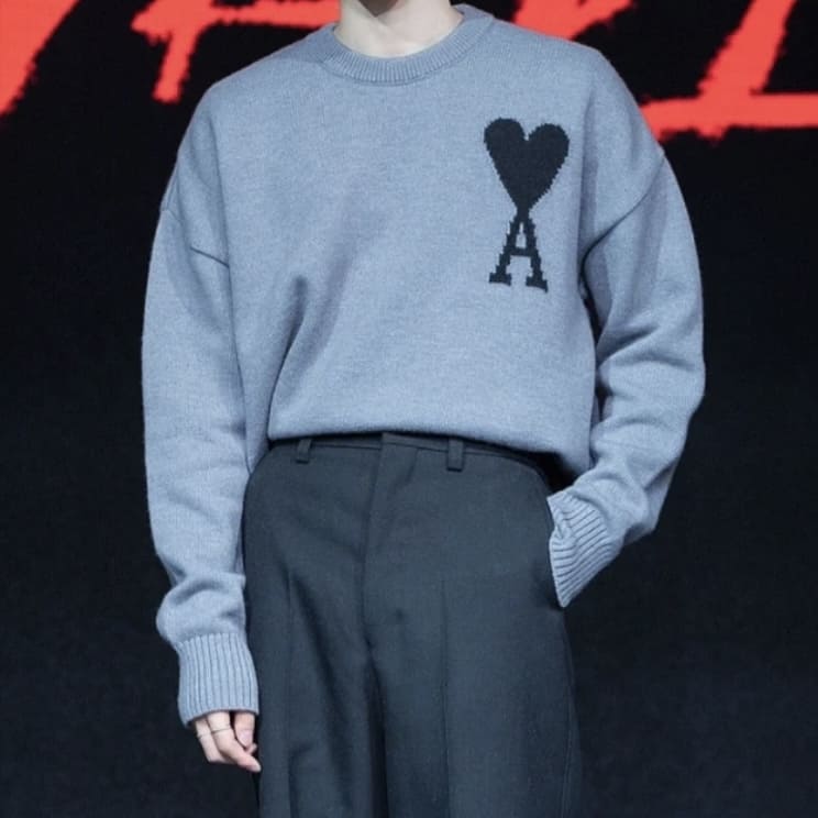 Ami Adc Logo Sweater - grey 灰 - Image 3