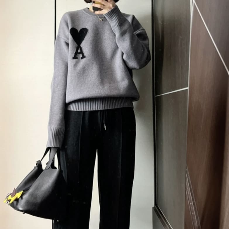 Ami Adc Logo Sweater - grey 灰 - Image 2