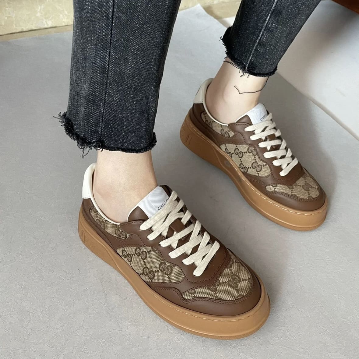 Gucci GG Sneakers - Web Beige And Ebony 米色拼烏木 - Image 5