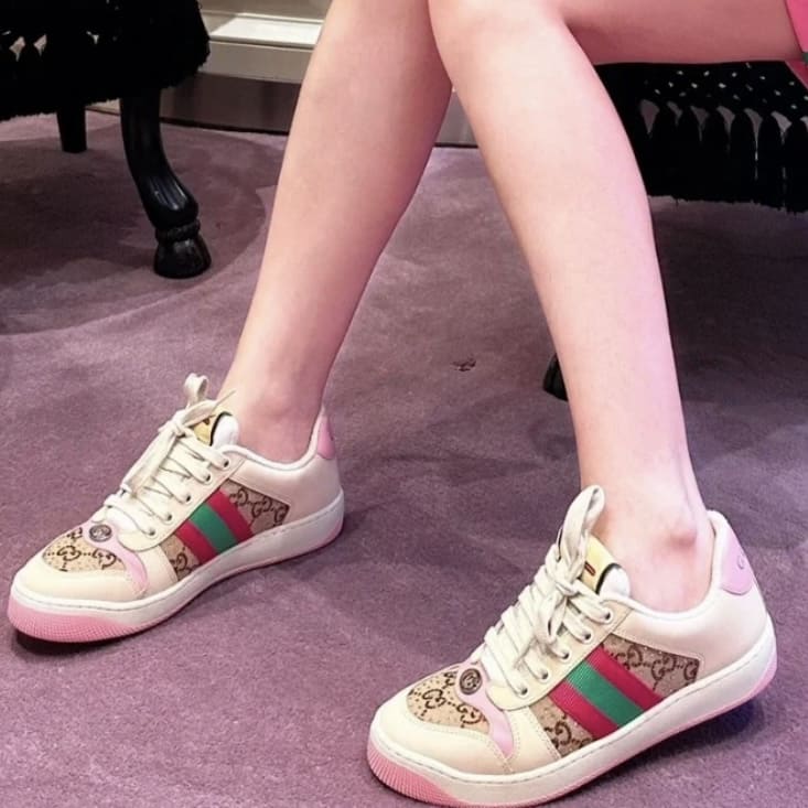 Gucci Screener Crystals Sneakers - Beige And Ebony 米色拼烏木 - Image 6