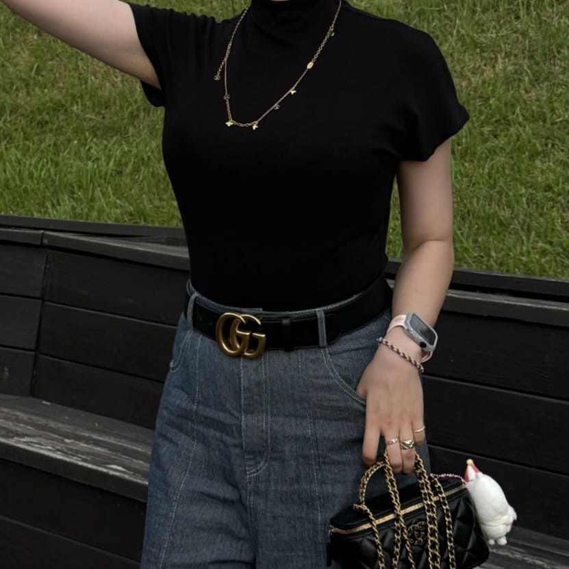 Gucci GG Marmont Wide Belt - Black 黑 - Image 2