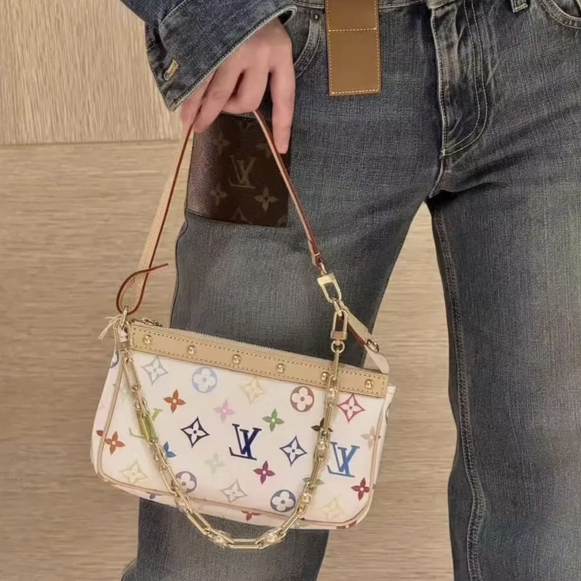 Louis Vuitton x Murakami Pochette Accessoires - Multicolore Blanc 白彩色 - Image 3