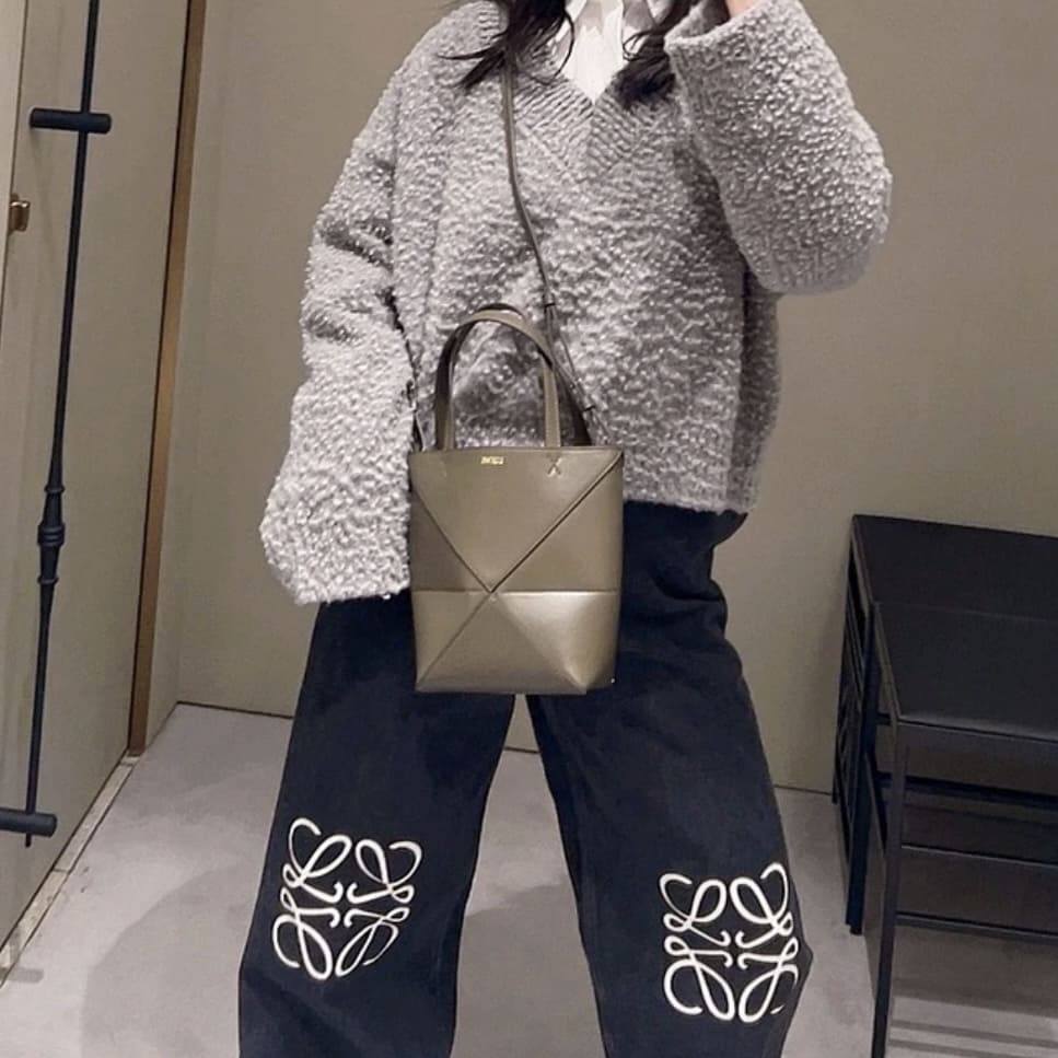 Loewe Mini Puzzle Fold Tote - Dark Khaki 深卡其色 - Image 5