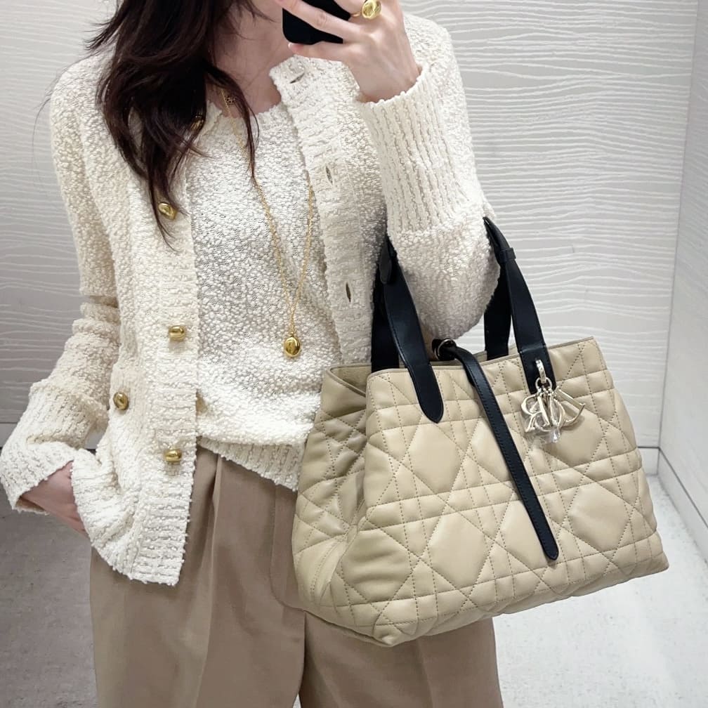 Christian Dior Medium Dior Toujours Bag - Rope Beige And Black 繩索色拼黑 - Image 4