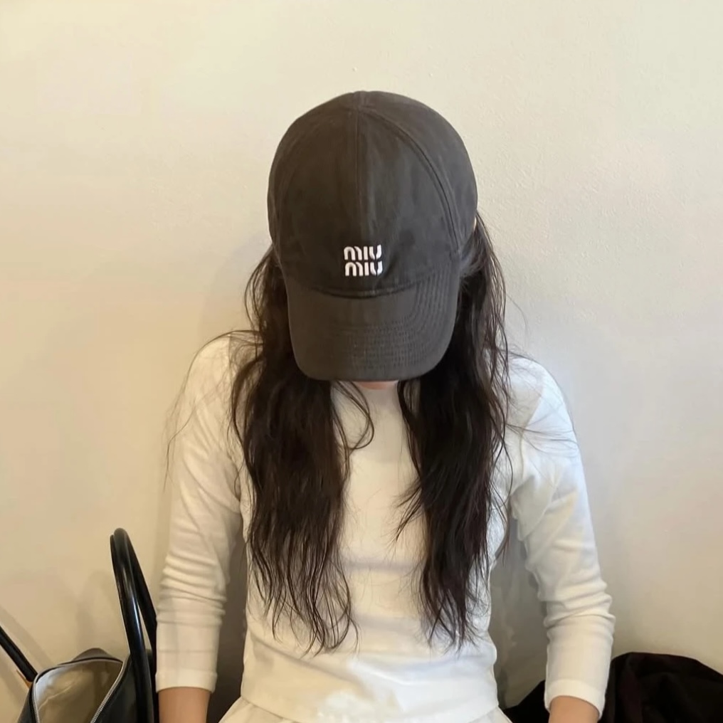 Miu Miu Denim Baseball Cap - Dark Brown With Iris 深棕 - Image 4