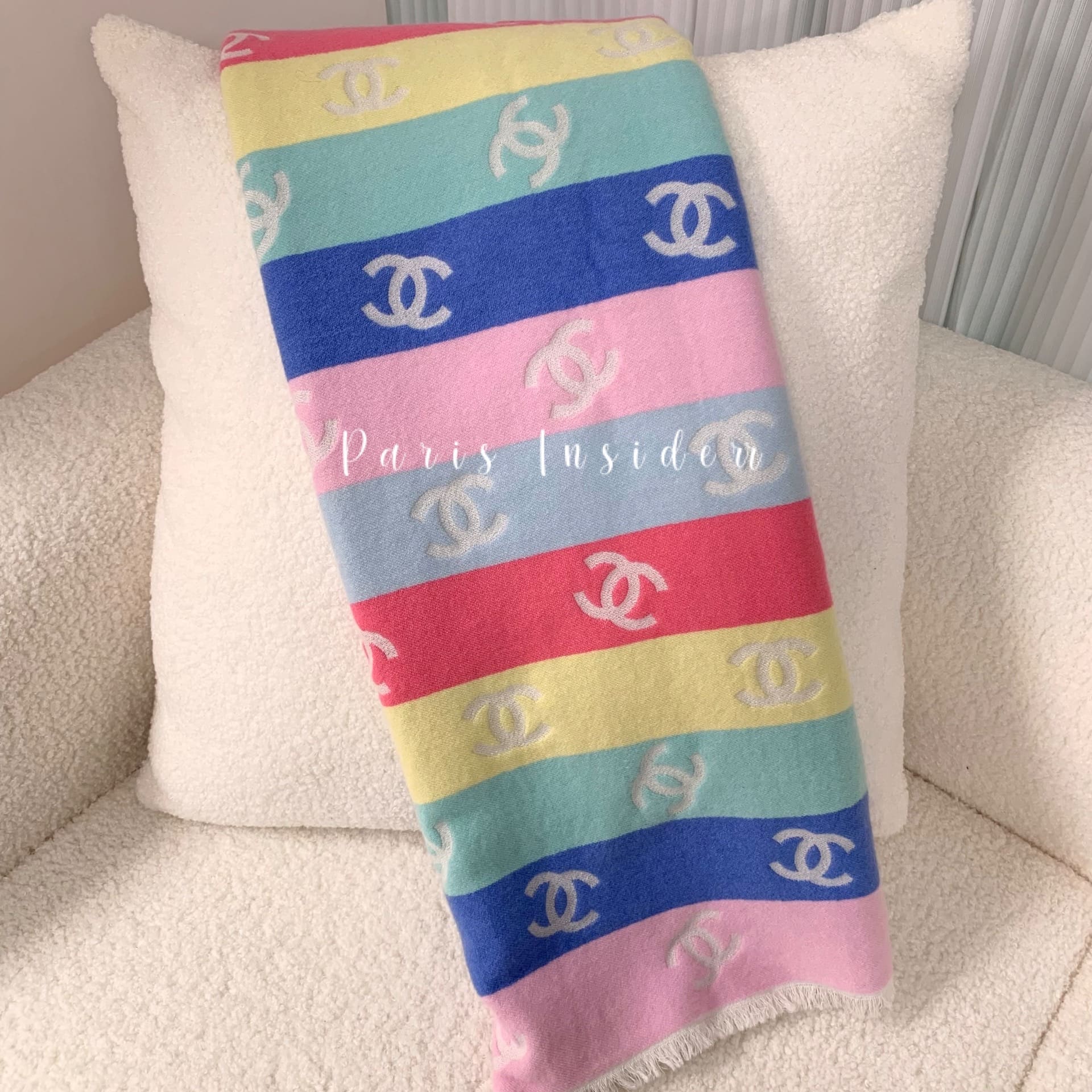 Chanel Rainbow CC Logo Scarf