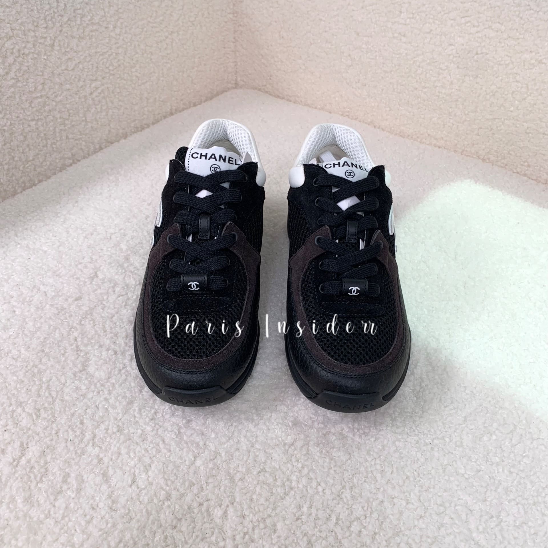 Chanel CC Logo Black Mesh Sneakers