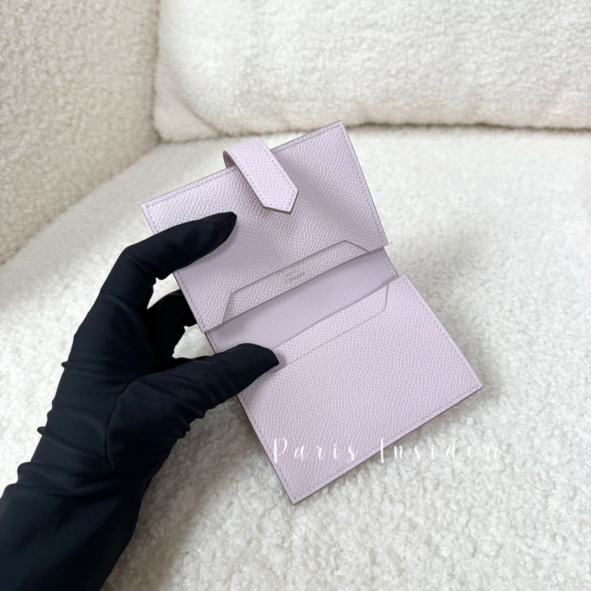 Hermes Bearn Card Holder Mauve Pale PHW - Image 2