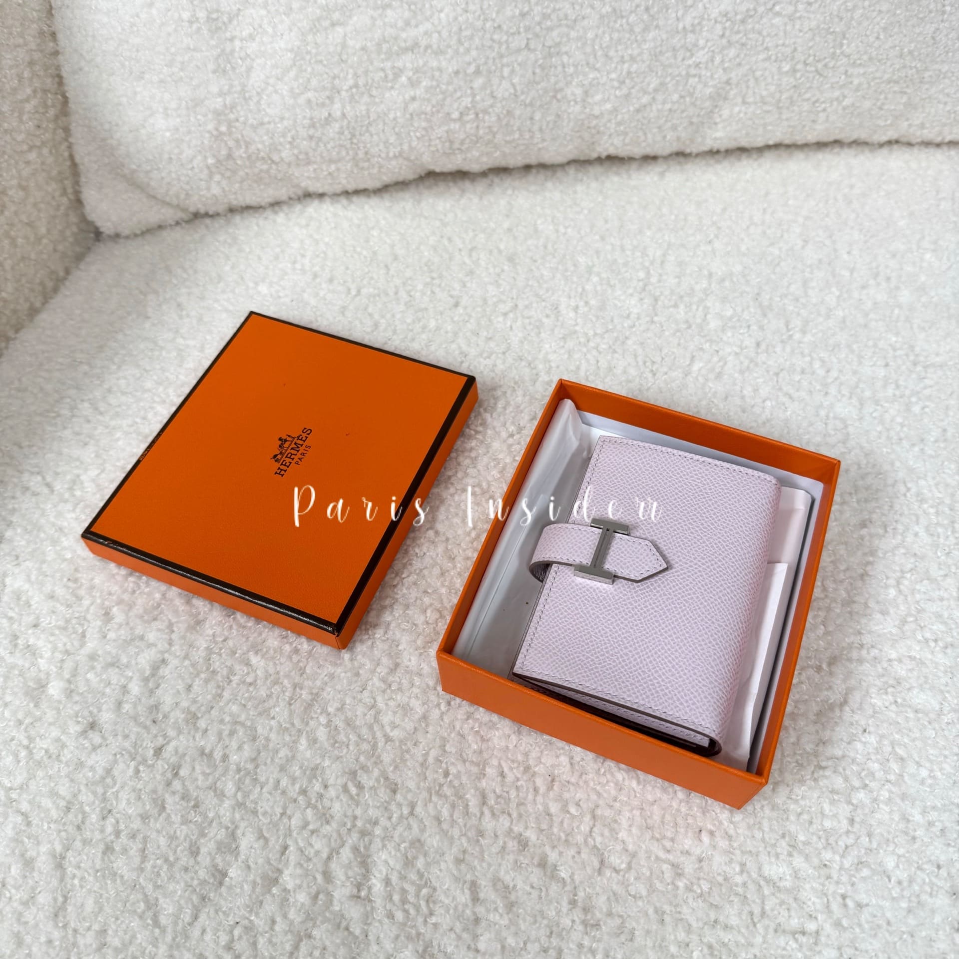 Hermes Bearn Card Holder Mauve Pale PHW