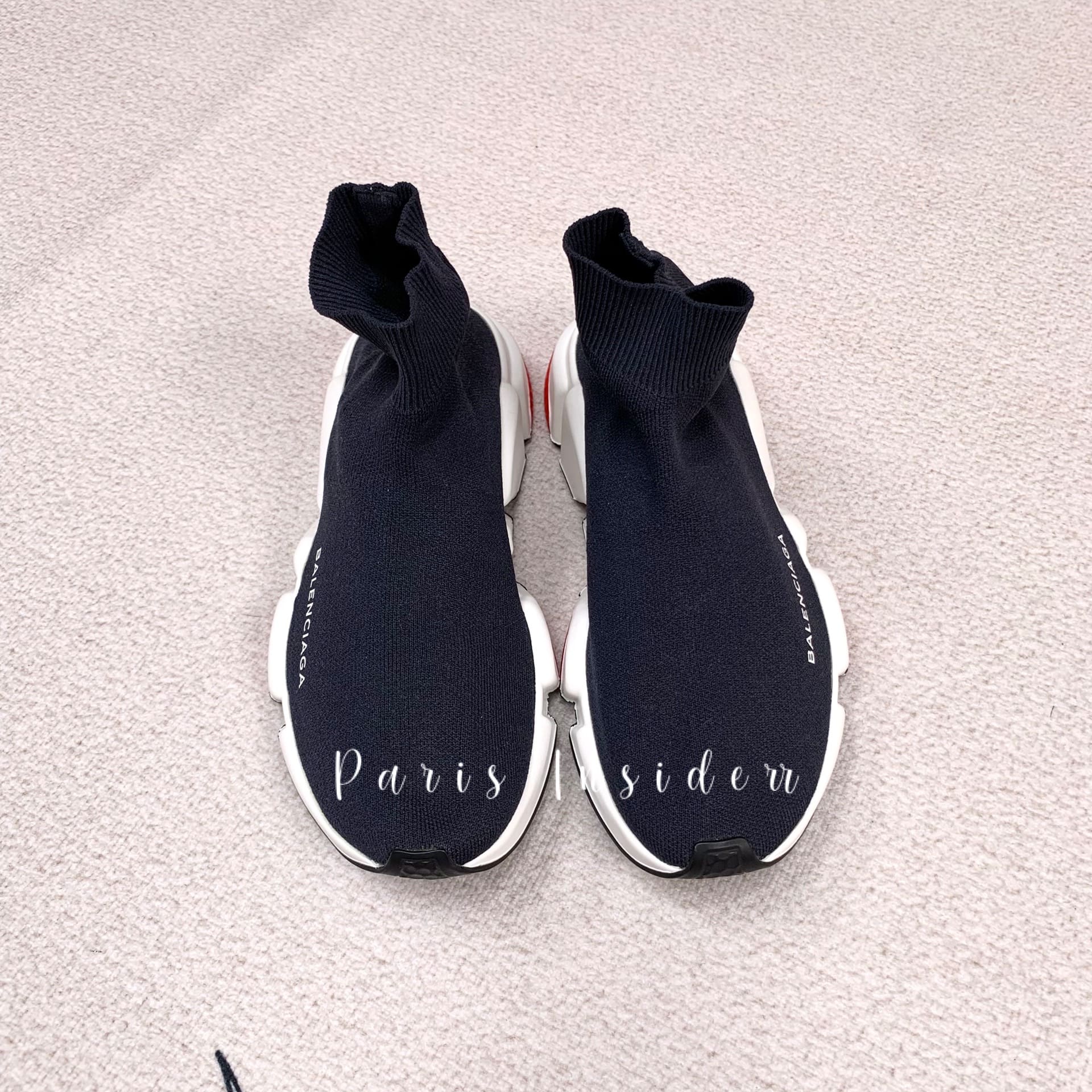 Balenciaga Speed 2.0 Recycled Knit Sneakers Black Red Sole