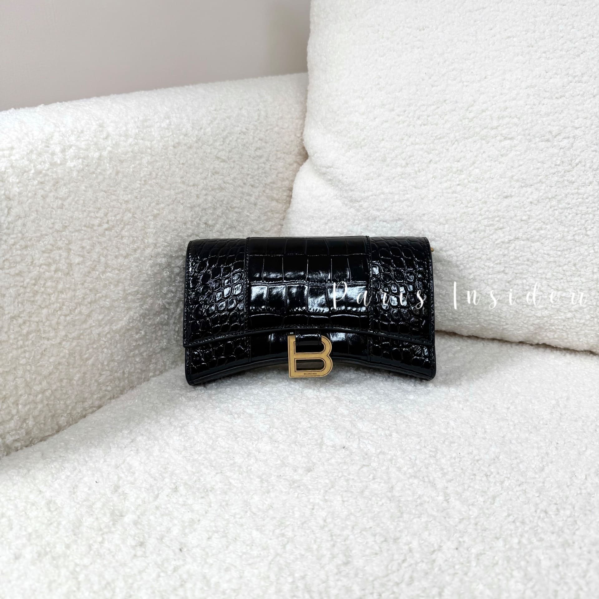 Balenciaga Hourglass Wallet On Chain Black