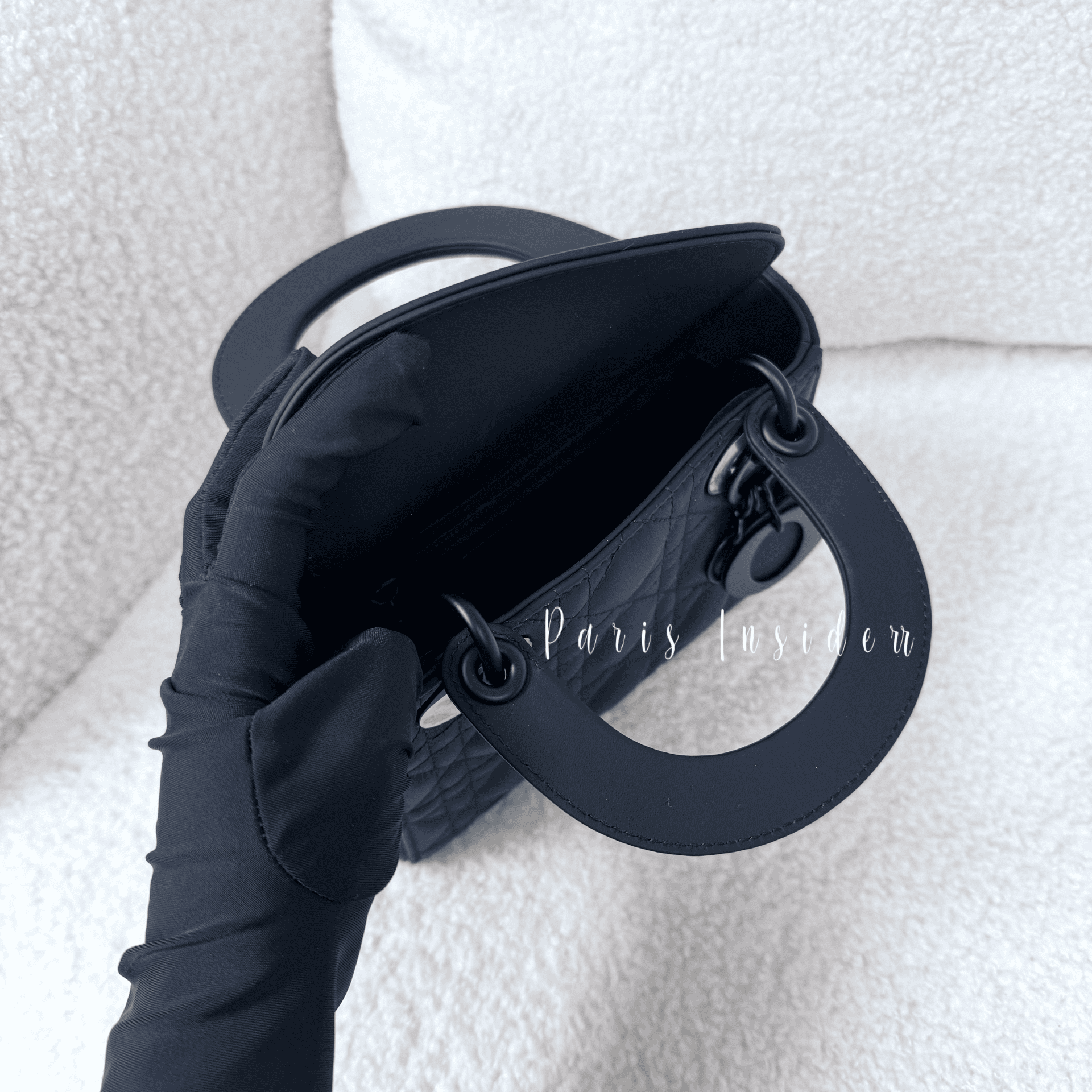 Mini Lady Dior Black Ultramatte Cannage Bag - Image 2