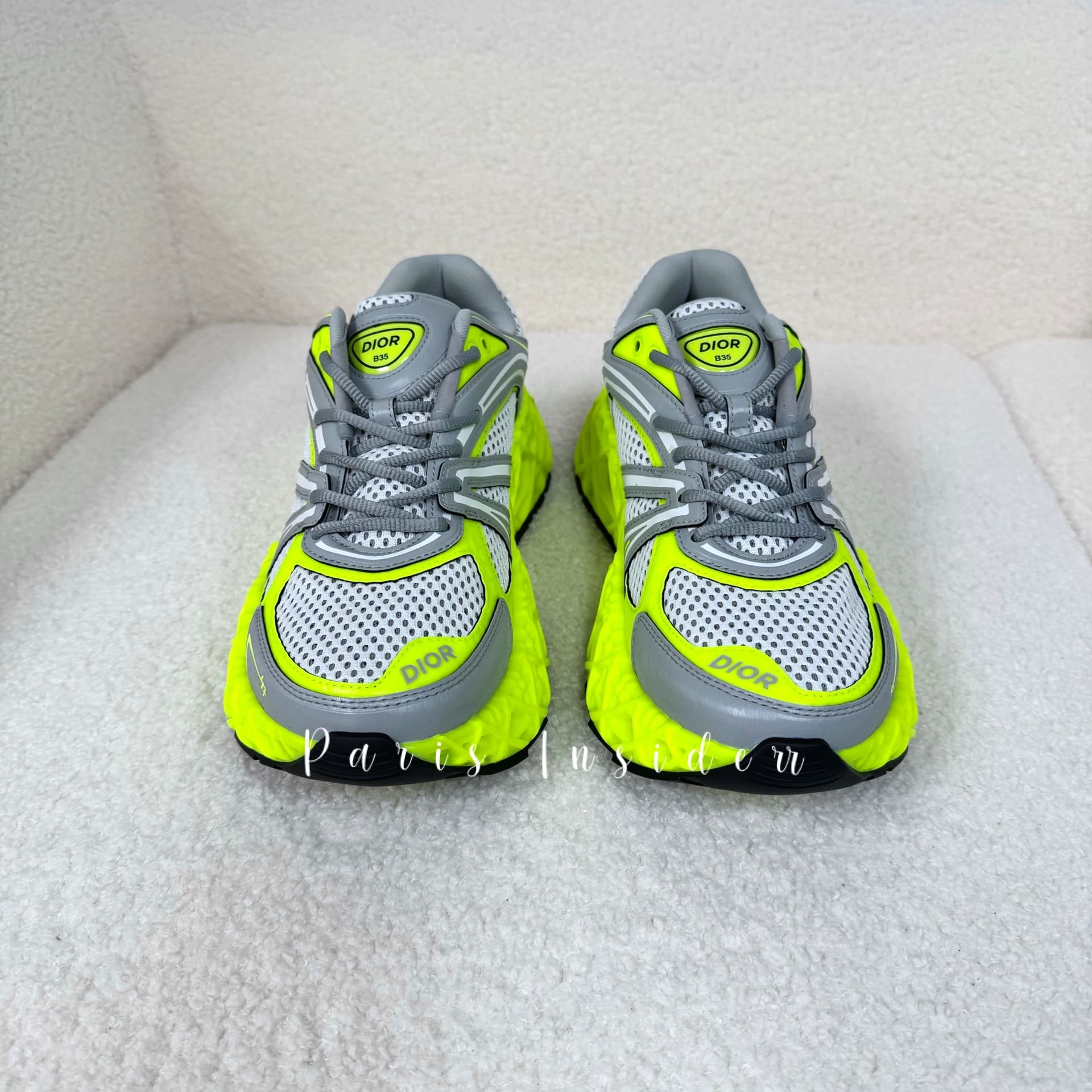 Christian Dior B35 NXXT Sneakers – Limited And Numbered Edition Neon Yellow With Light Gray