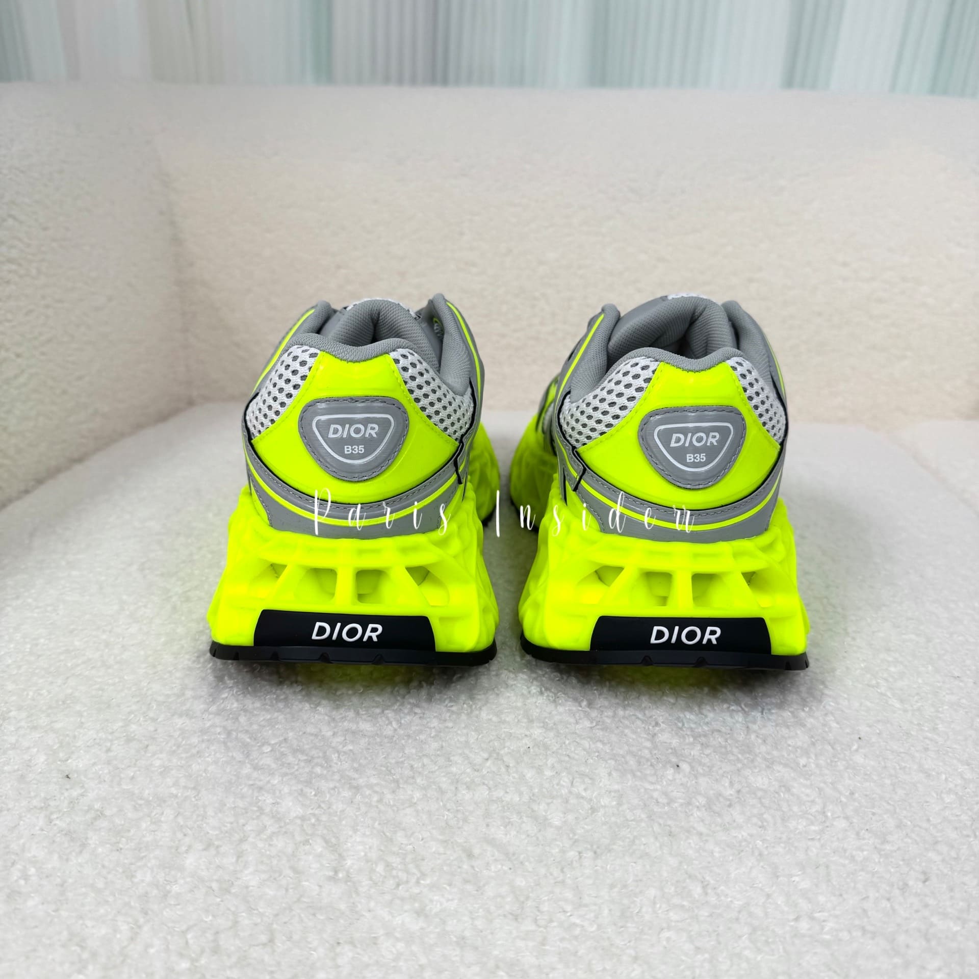 Christian Dior B35 NXXT Sneakers – Limited And Numbered Edition Neon Yellow With Light Gray - Image 3