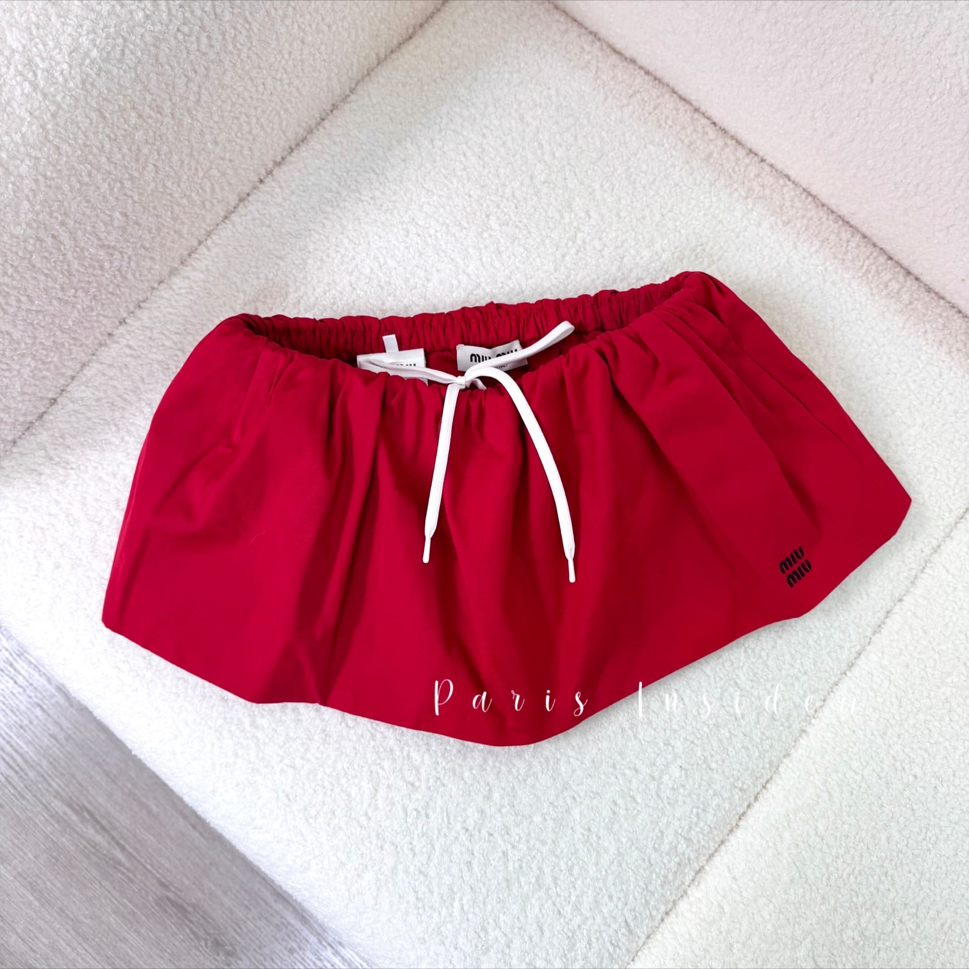 Miu Miu Scarlet Poplin Miniskirt