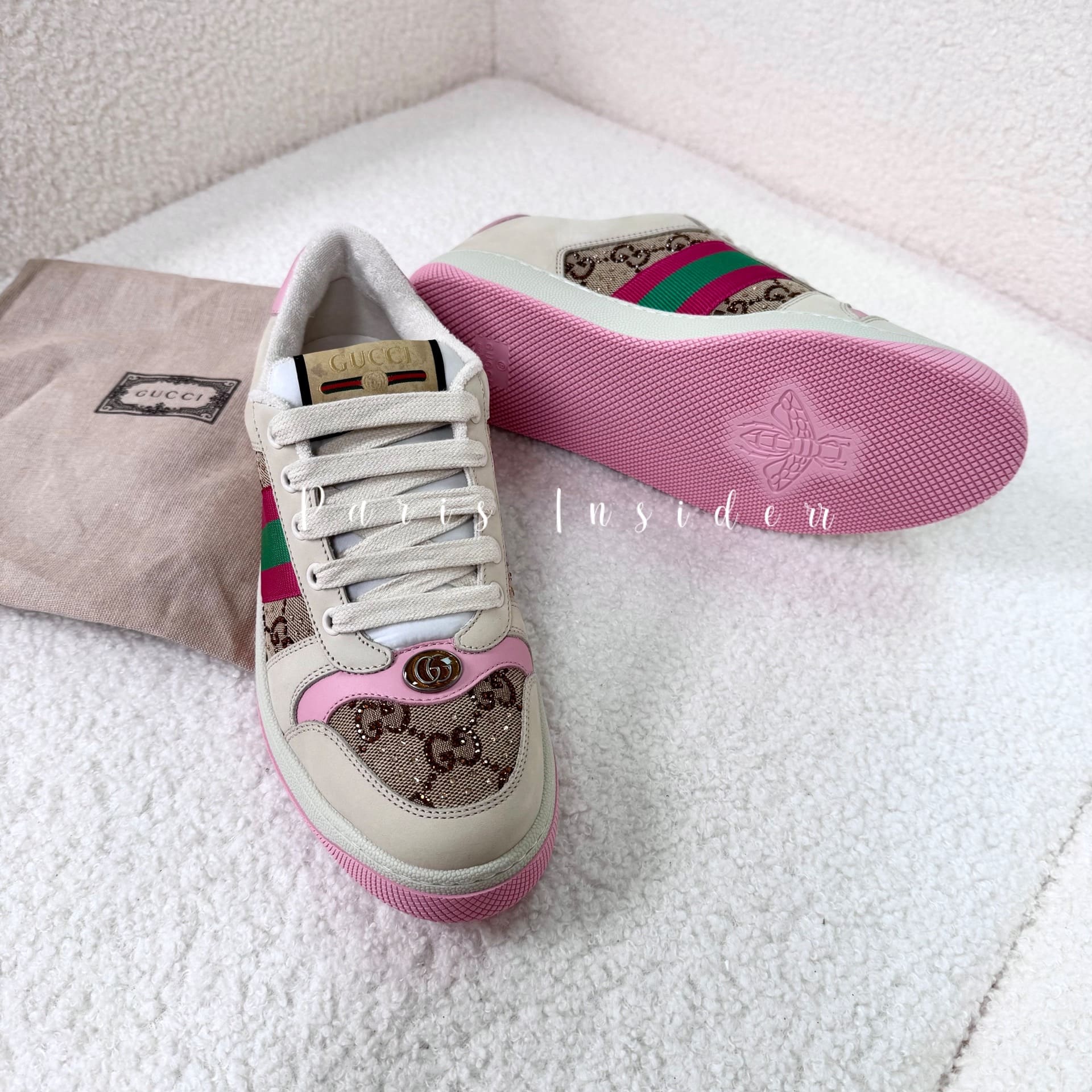 Gucci Screener Crystals Sneakers - Beige And Ebony 米色拼烏木 - Image 2