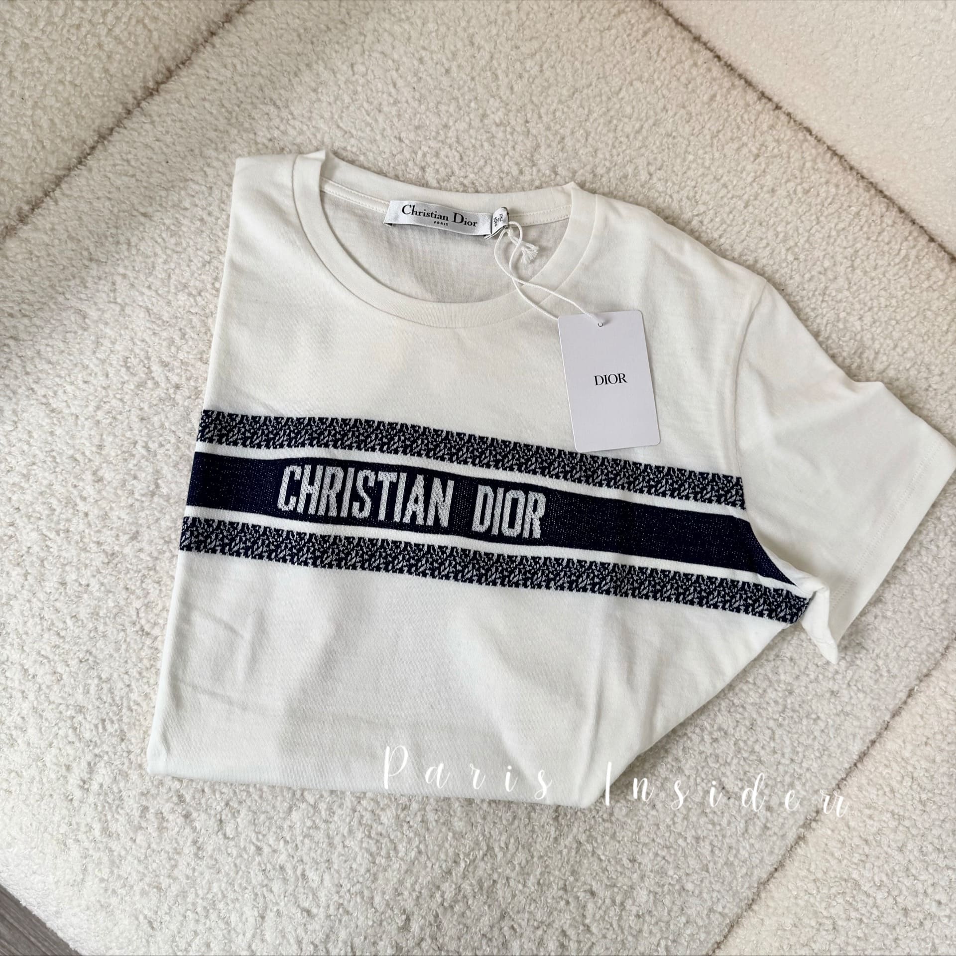 Christian Dior T-Shirt - White With Navy Blue 白拼海軍藍