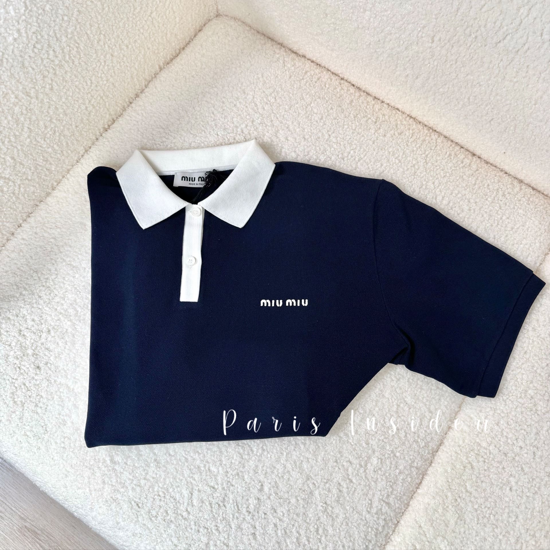 Miu Miu Cotton Piqué Polo Shirt Navy