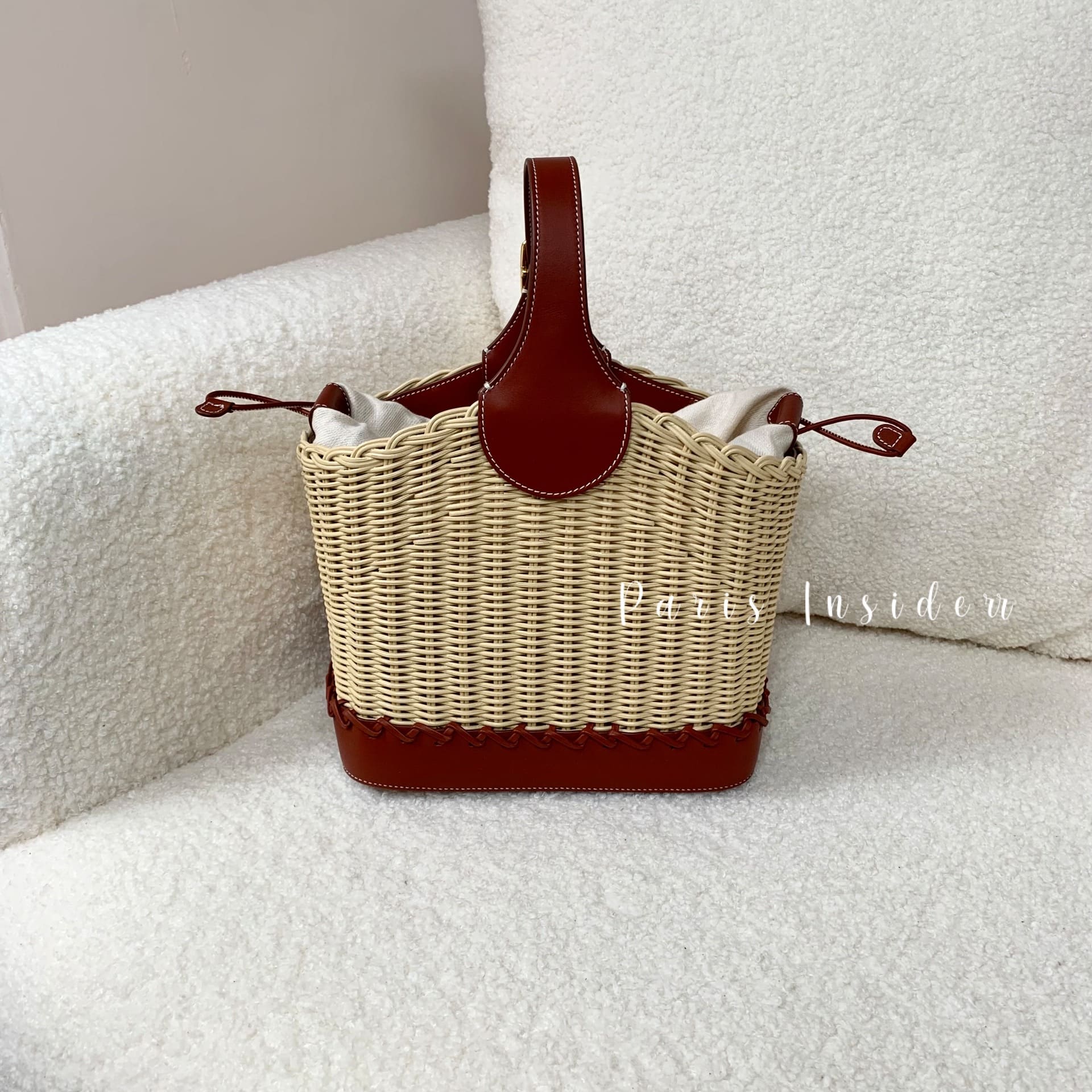 Loro Piana Bobbin Bucket Bag Wicker - Image 2