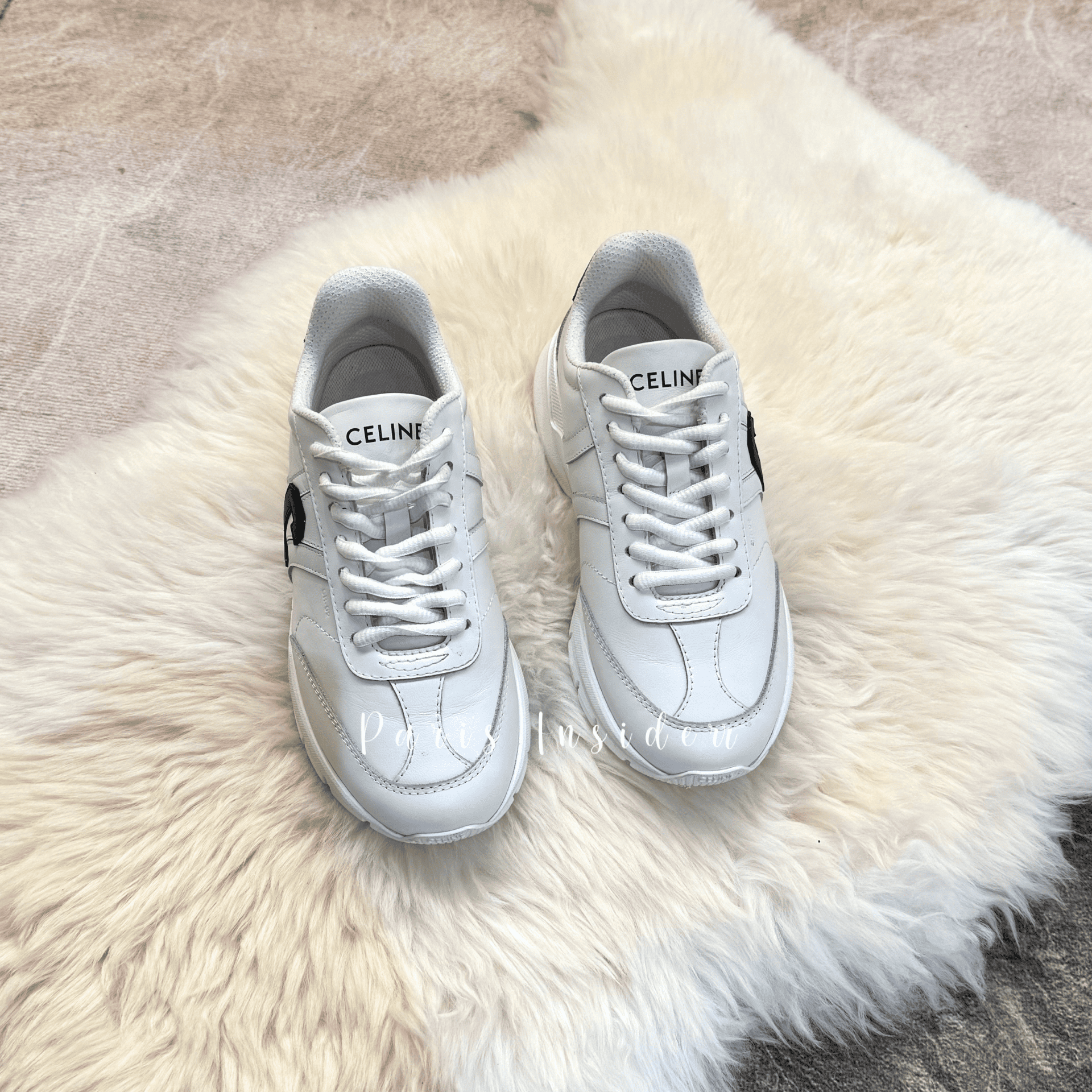 Celine Runner Cr-02 Low Lace-up Sneakers Optic - White With Black 黑白