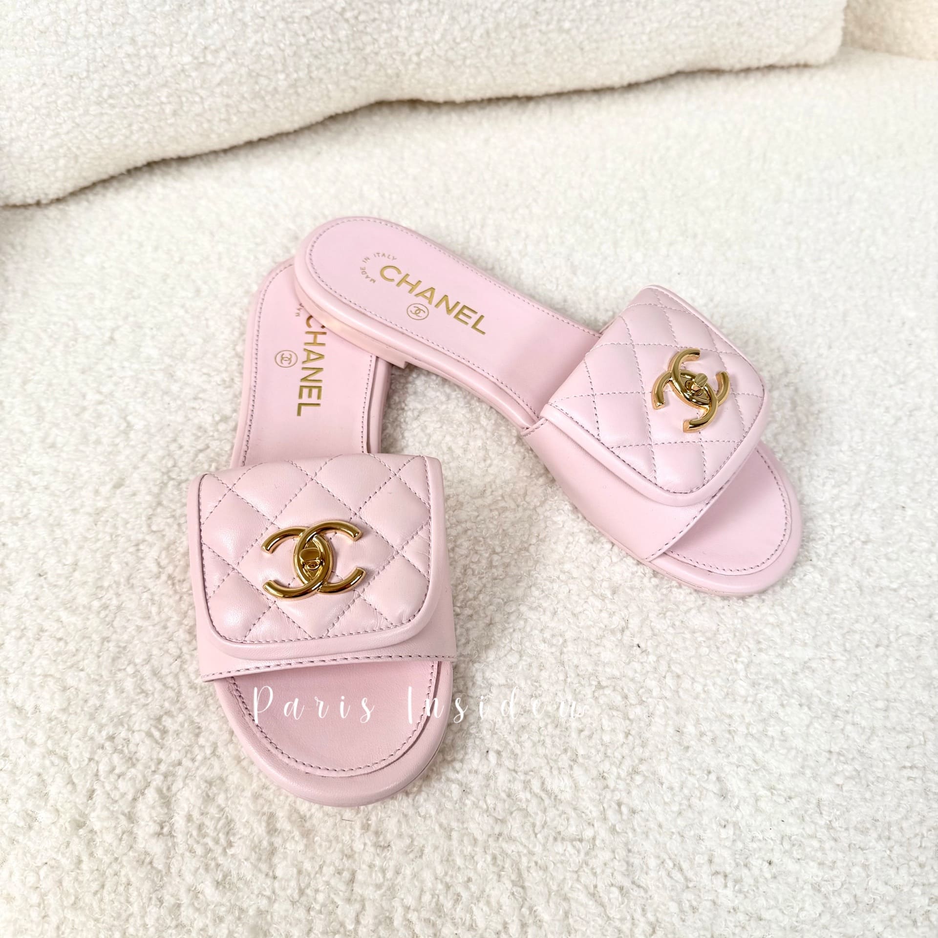 Chanel CC Turn Lock Sandals Light Pink G46119 - Image 2