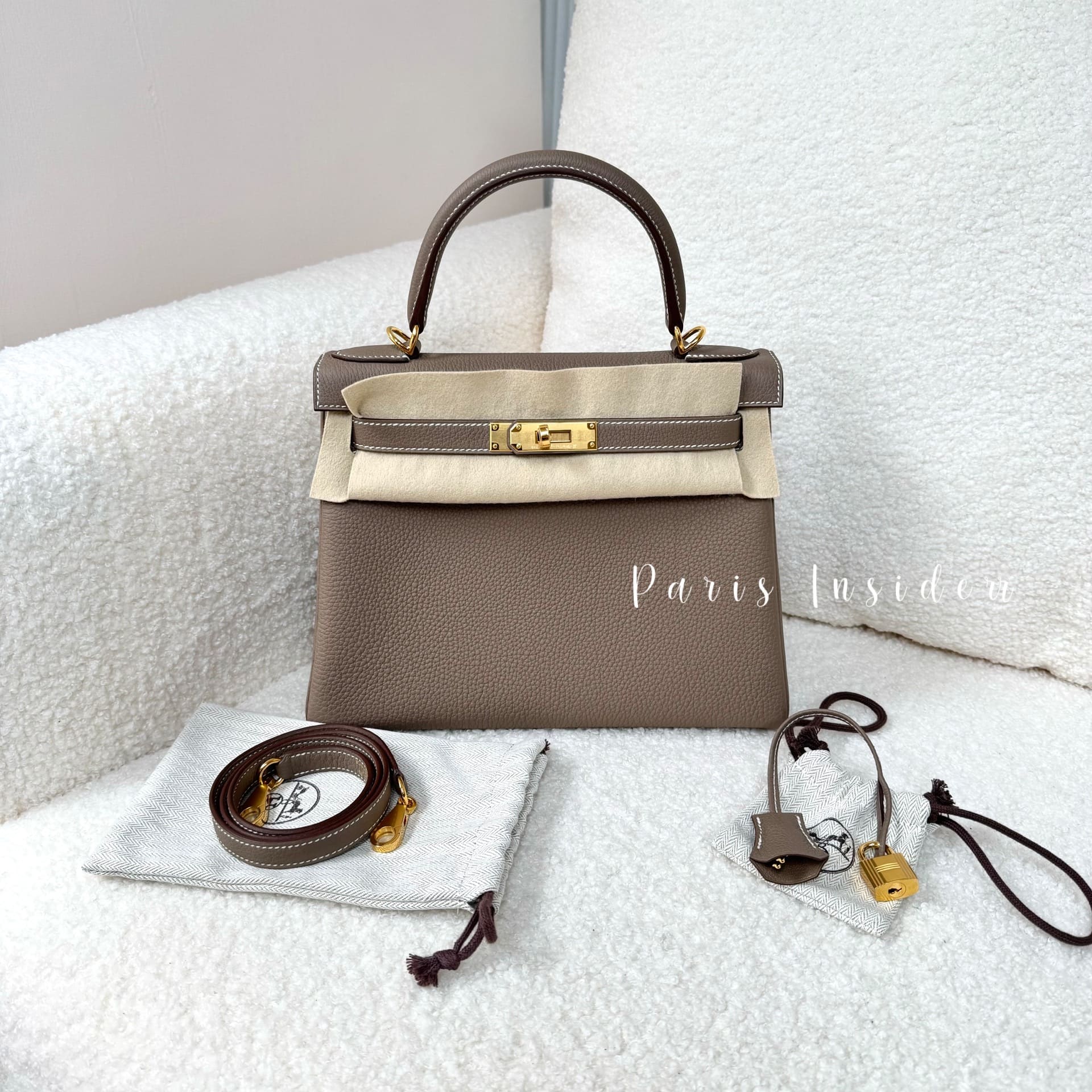 Hermes Kelly 28 Etoupe GHW