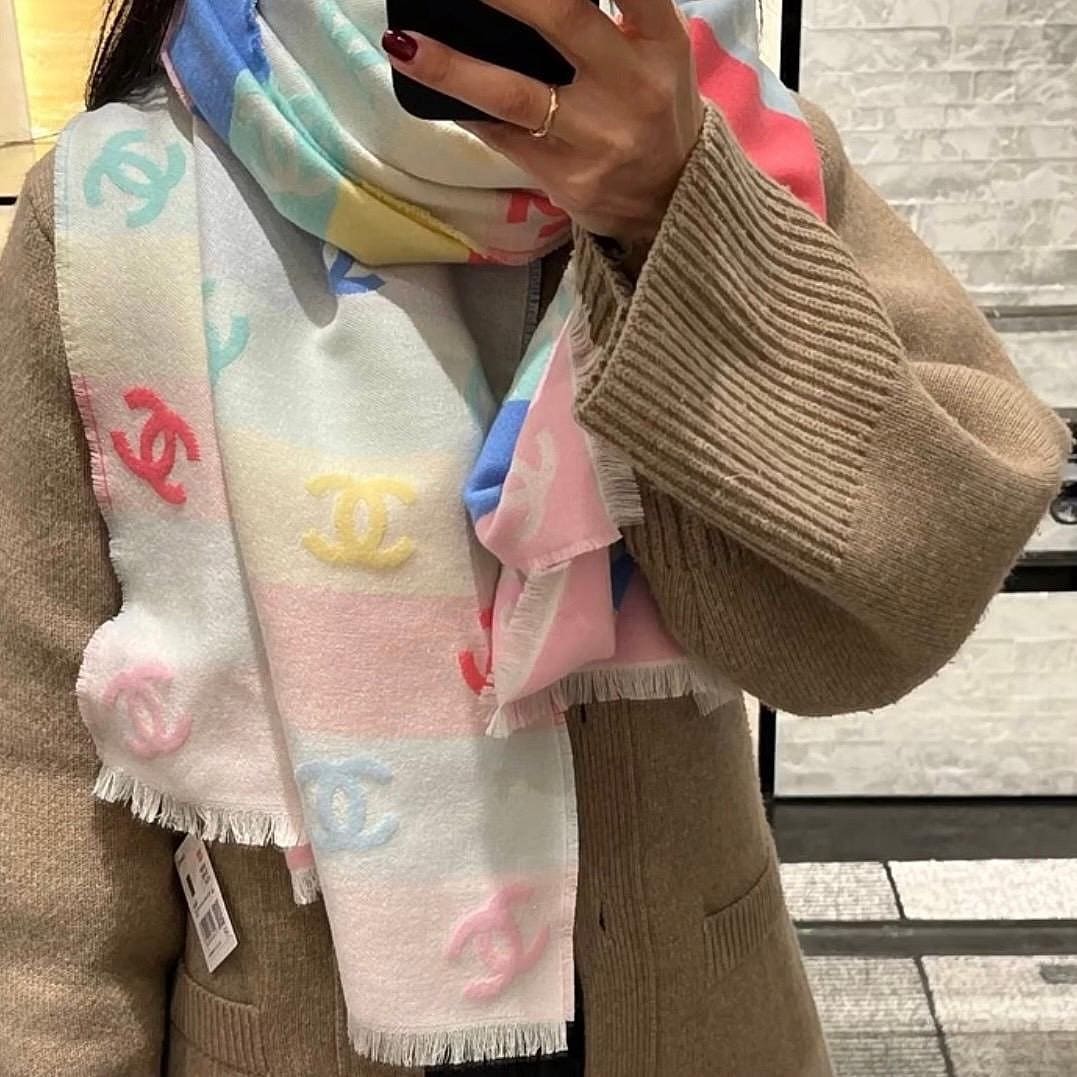 Chanel Rainbow CC Logo Scarf - Image 4