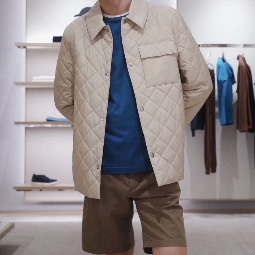 Loro Piana Ampay Quilted Shell Shirt Jacket Sand Sell - Image 4