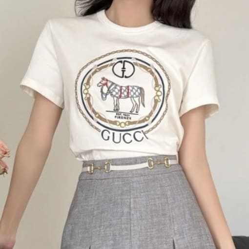 Gucci Jersey T-shiry With Interlocking G Off White - Image 3
