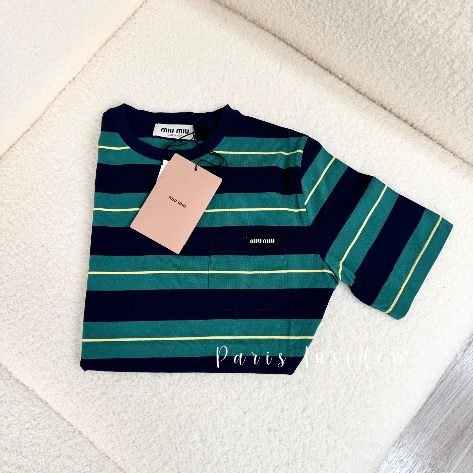 Miu Miu T-Shirt - Billiard Green With Blue 台球綠拼藍色